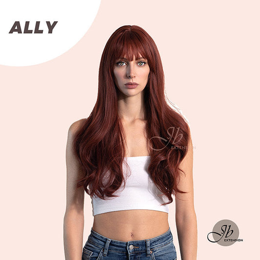 JBEXTENSION 25 Inches Red Curly Fashion Wig With Full Bangs ALLY