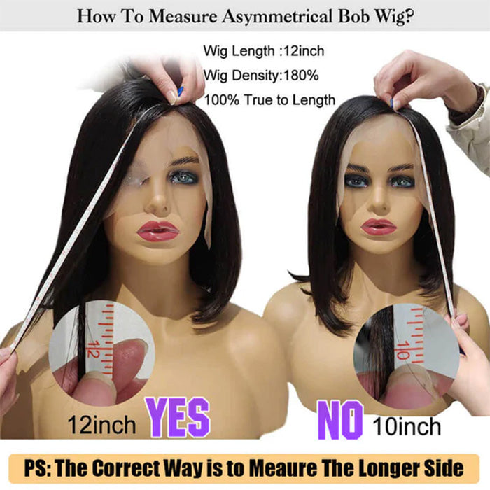 Glueless Asymmetric Side Part Bob Closure Wig Deep Wave 100% Human Hair 220% Density