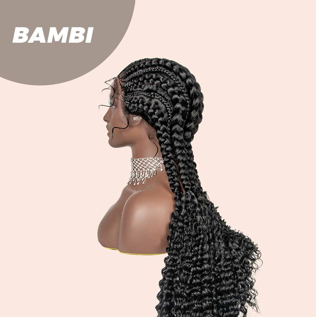 JBEXTENSION 35" Hand-Braided Synthetic Lace Front Box Braided Wigs with Baby Hair for Women  Dutch Braids Black Lace Frontal Wigs for Women BAMBI