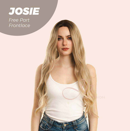 JBEXTENSION 26 Inches Blonde With Dark Root Wave Lace Front Wig.Pre Plucked 6*14 HD Transparent Lace Frontal Glueless Wig JOSIE
