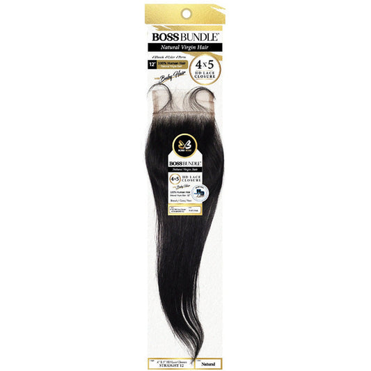 Bobbi Boss Boss Bundle 100% Human Hair 4x5 HD Lace Closure with Baby Hair - STRAIGHT 12"/16"