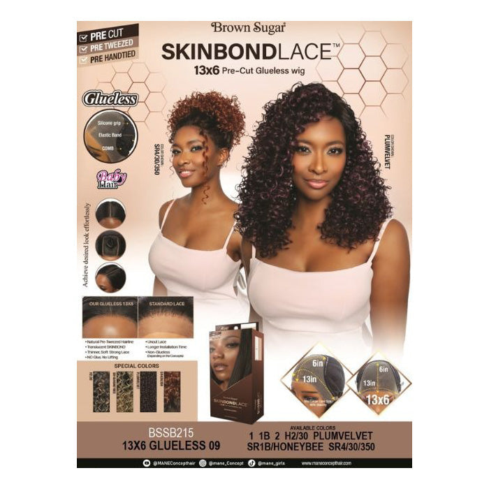 Mane Concept Brown Sugar SkinBond Lace Glueless HD 13X6 Lace Front Wig - BSSB215-GLUELESS 09 - Human Hair Blend