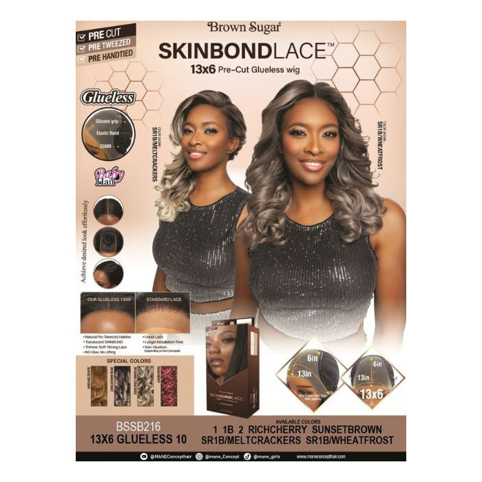 Mane Concept Brown Sugar SkinBond Lace Glueless HD 13X6 Lace Front Wig - BSSB216-GLUELESS 10 - Human Hair Blend