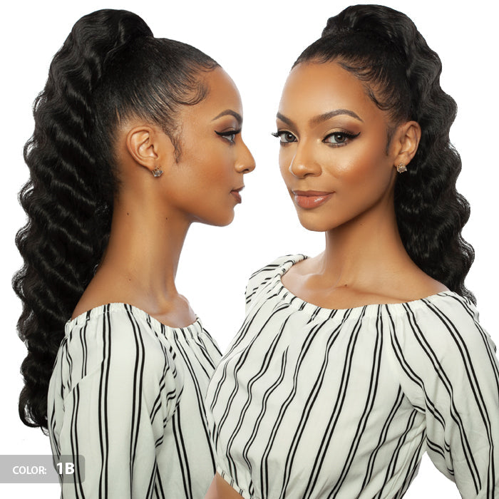 Brown Sugar Human Hair Blend Drawstring Ponytail - BSWNT07 CRIMP WAVE WNT 22" - By Mane Concept