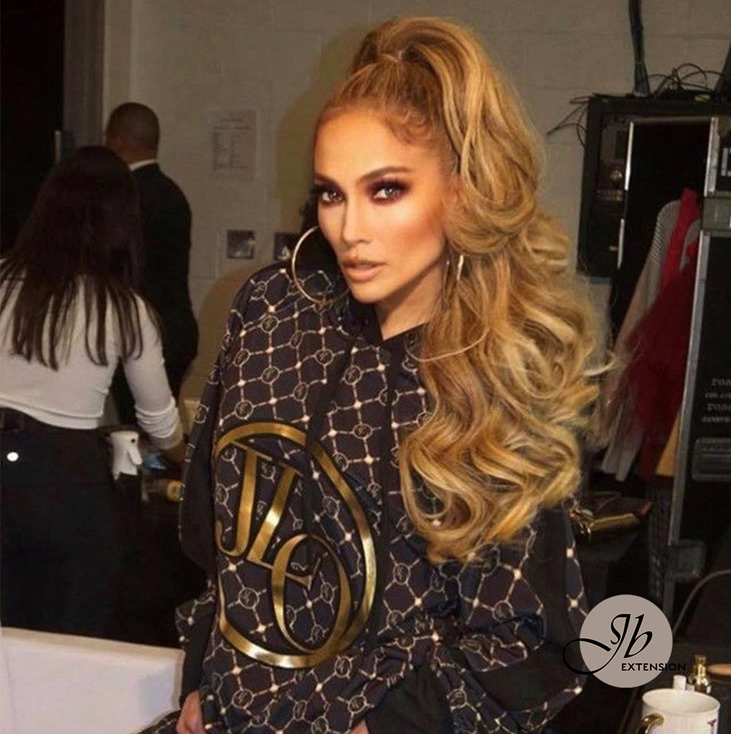 JBEXTESION LONG CURLY PONYTAIL with HIGHLINES  Heat Resistant Wrap Around Ponytail 27 INCH