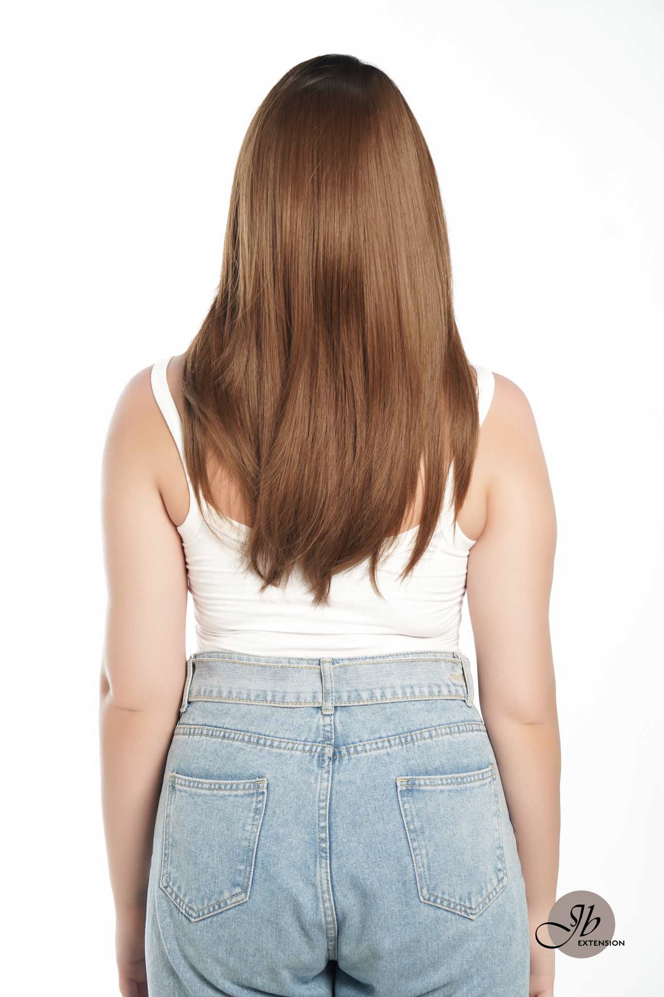 JBEXTENSION 22 Inches Brown With Dark Root With Bangs Wig ROYA