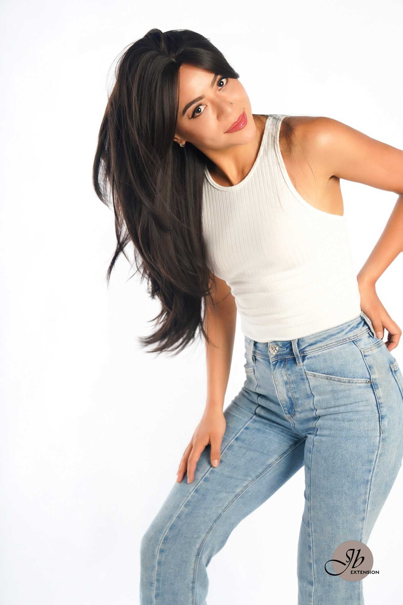 JBEXTENSION 26 Inches Tea Black Darkest Brown Wolf Cut Wig With Bangs ELLIE