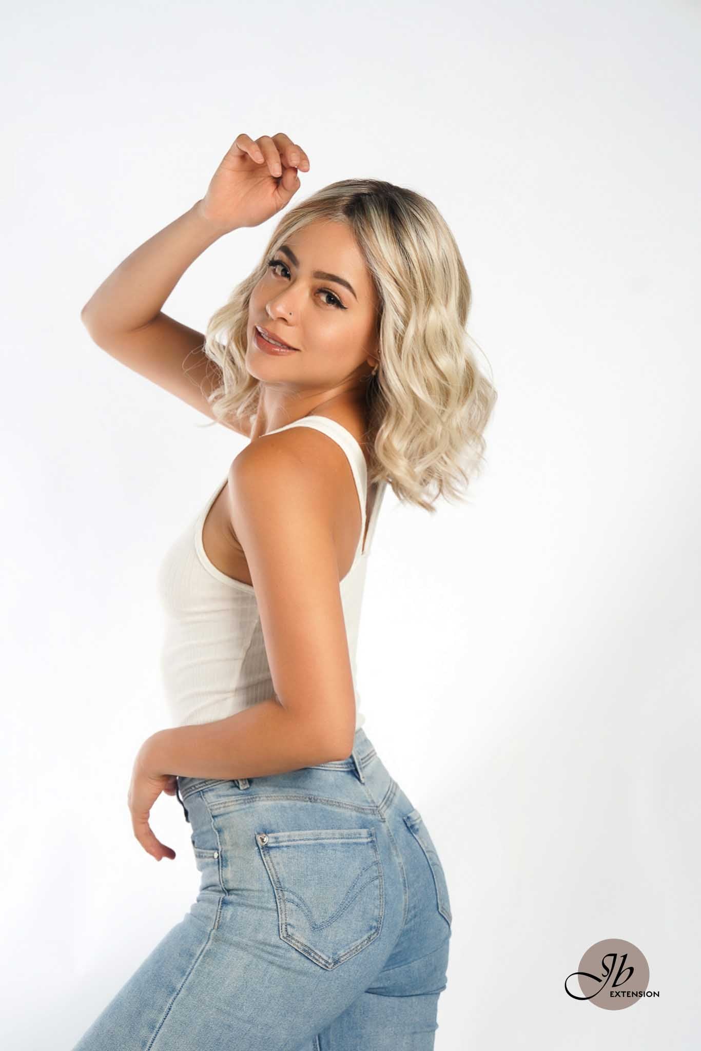 JBEXTENSION CARLI MONO Monofilament Handmade Wig 6X5 Full Monofilament Hand Tied Top Wig 14 Inches Mix Blonde Wave Mono Lace Wig With Anti-slip Silicone Strips Glueless Wig CARLI MONO【BENDY EAR TABS】