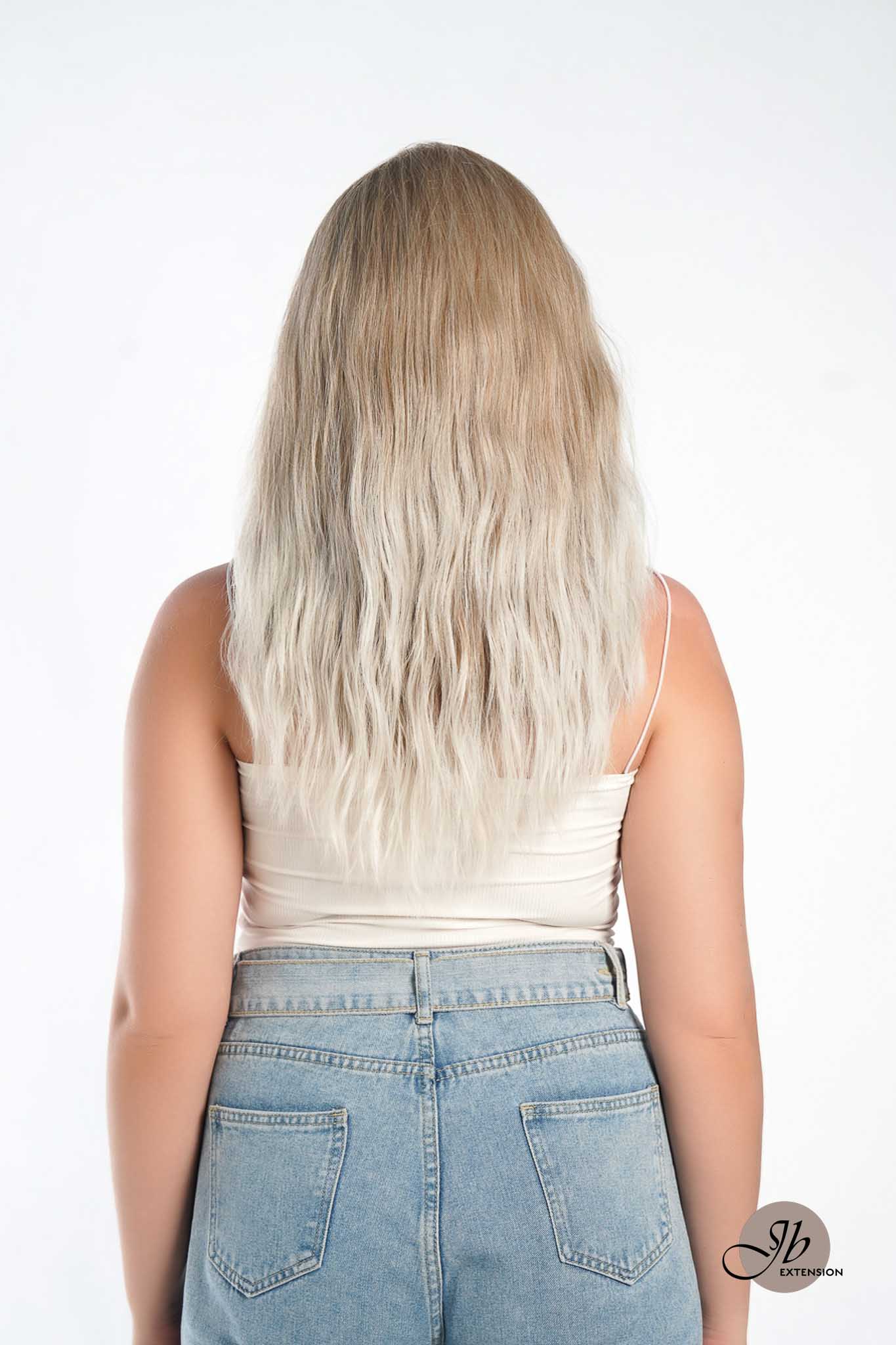 JBEXTENSION 22 Inches Peach Blonde Body Wave Pre-Cut Free Part Frontlae Glueless Wig INéS