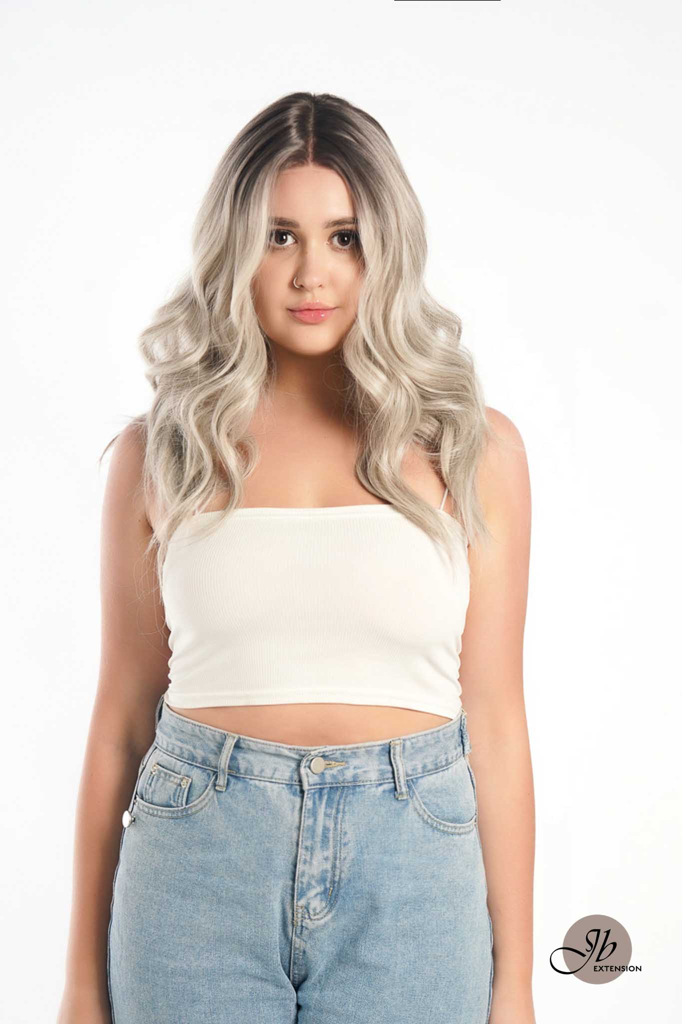 JBEXTENSION 20 Inches Silver Color Wave Pre-Cut Frontlace Glueless Wig MARINA