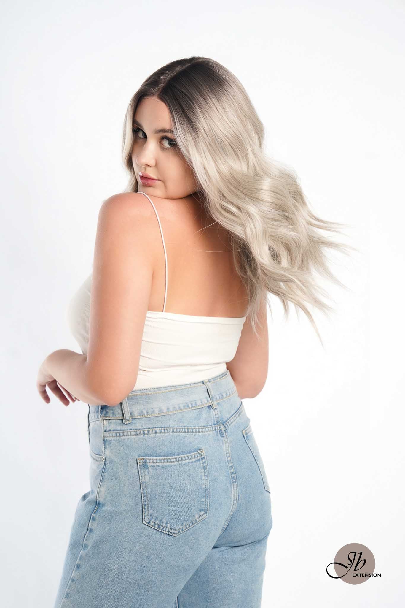 JBEXTENSION 20 Inches Silver Color Wave Pre-Cut Frontlace Glueless Wig MARINA