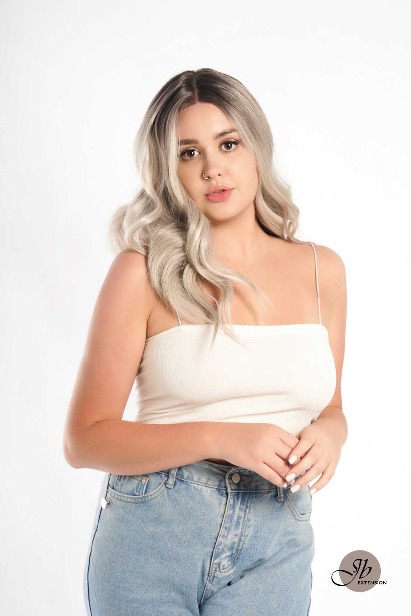 JBEXTENSION 20 Inches Silver Color Wave Pre-Cut Frontlace Glueless Wig MARINA