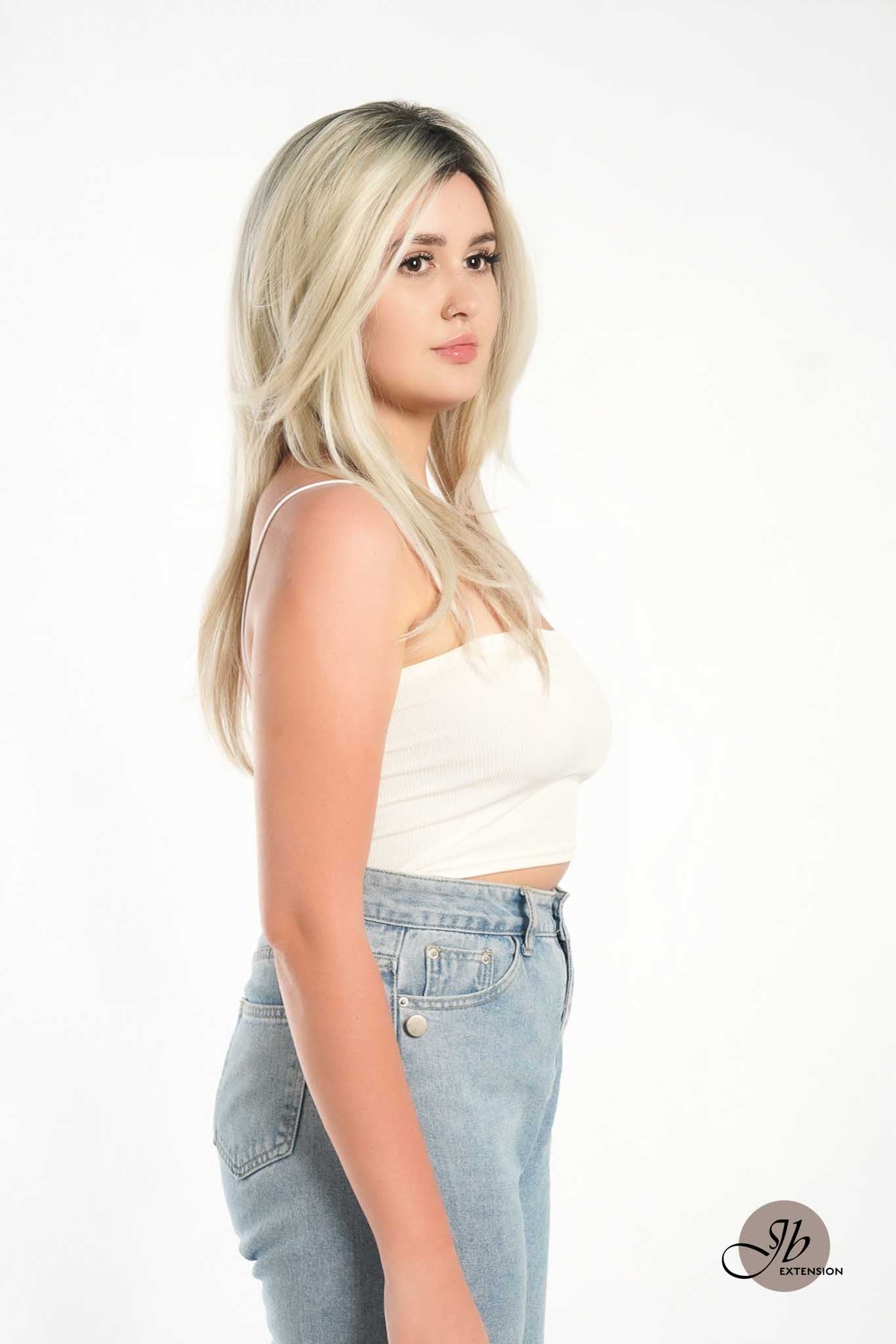 JBEXTENSION SARAH MONO Full Monofilament Wig 22 Inches Blonde Color Full Mono Lace Glueless With Anti-slip Silicone Strips Wig SARAH MONO【BENDY EAR TABS】