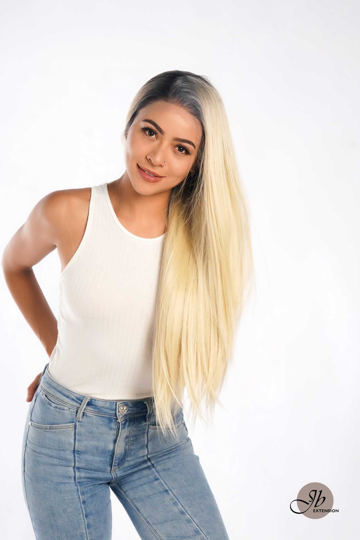 JBEXTENSION 30 Inches Blonde With Dark Root Extra Long Straight Lace Front Wig.Pre Plucked 6*14 HD Transparent Lace Frontal Glueless Wig GLORIA