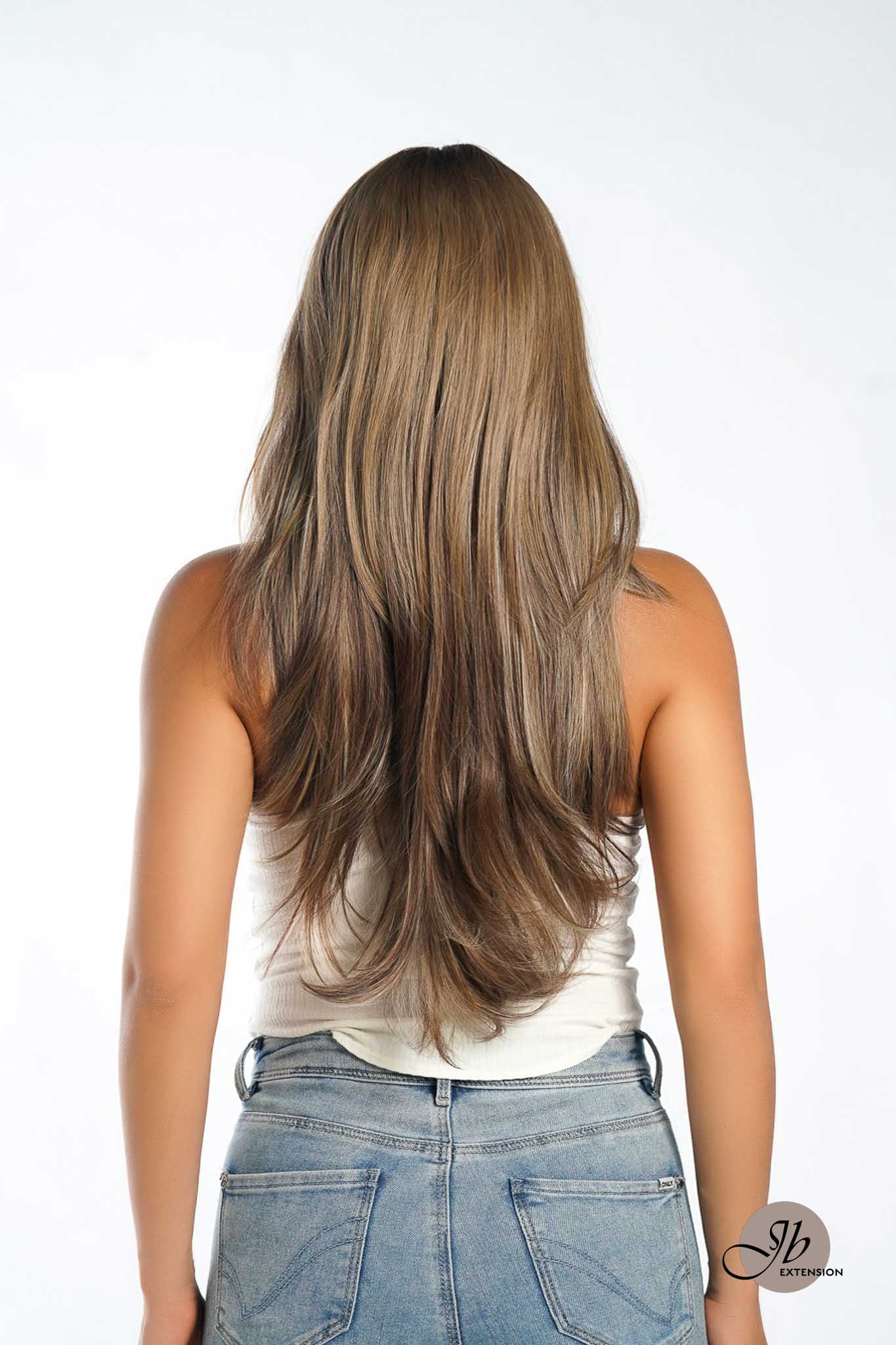 JBEXTENSION 24 Inches Brown With Highlight Curly Pre-Cut Free Part Frontlace Glueless Wig KAY FREE PART