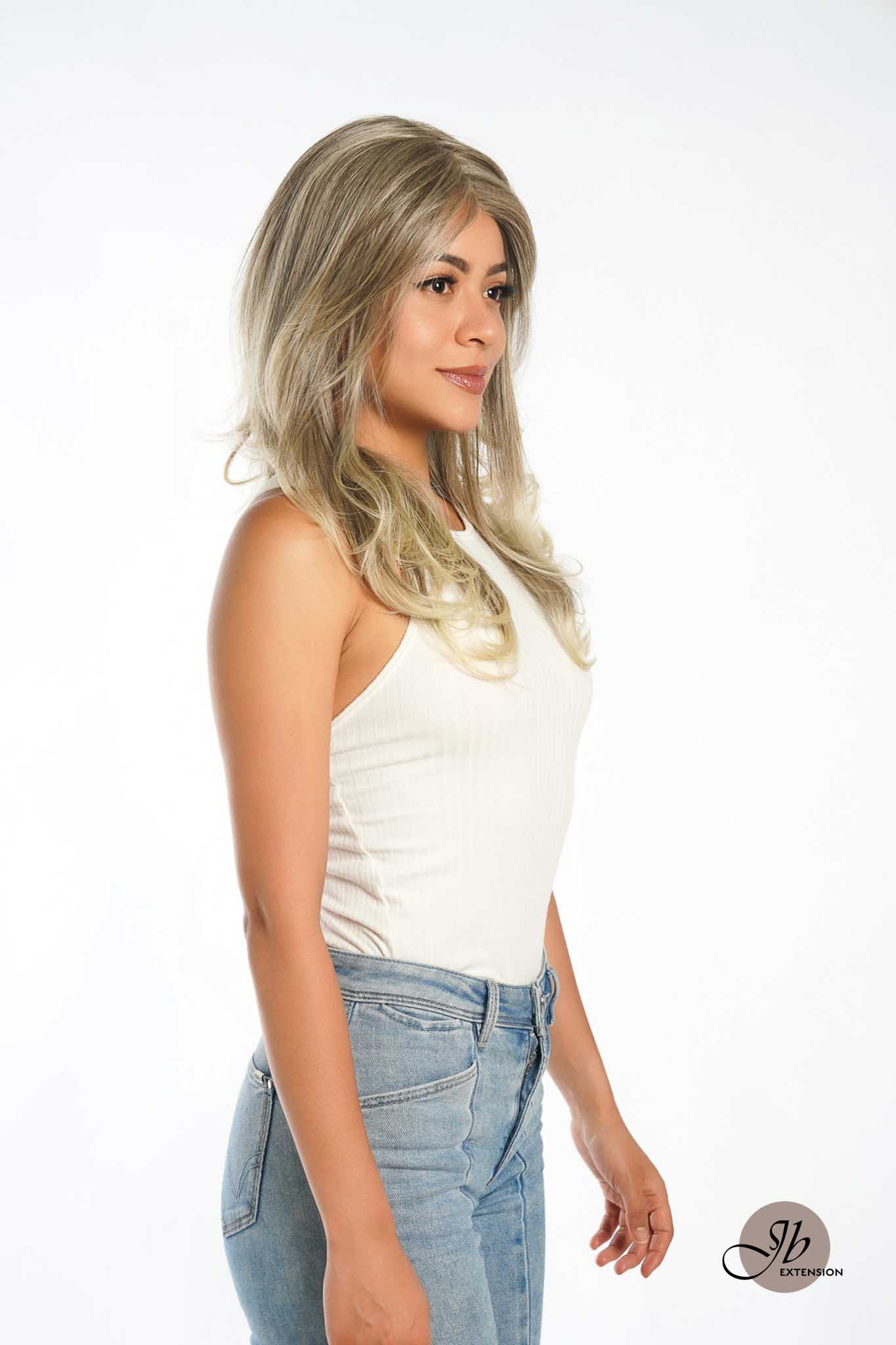 JBEXTENSION SYLVIA MONO Partial Monofilament Wig 20 Inches Dirty Blonde Curly Partial Mono Lace Glueless Wig SYLVIA MONO