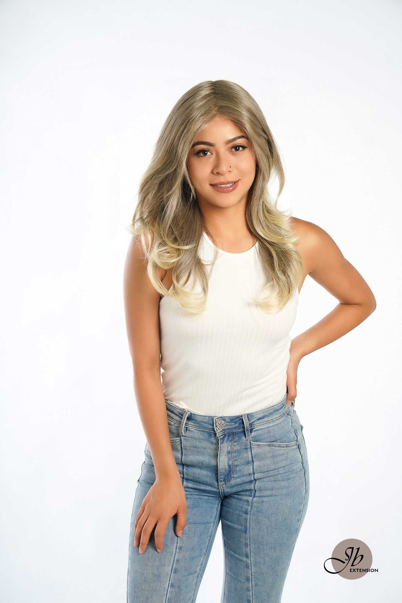 JBEXTENSION SYLVIA MONO Partial Monofilament Wig 20 Inches Dirty Blonde Curly Partial Mono Lace Glueless Wig SYLVIA MONO