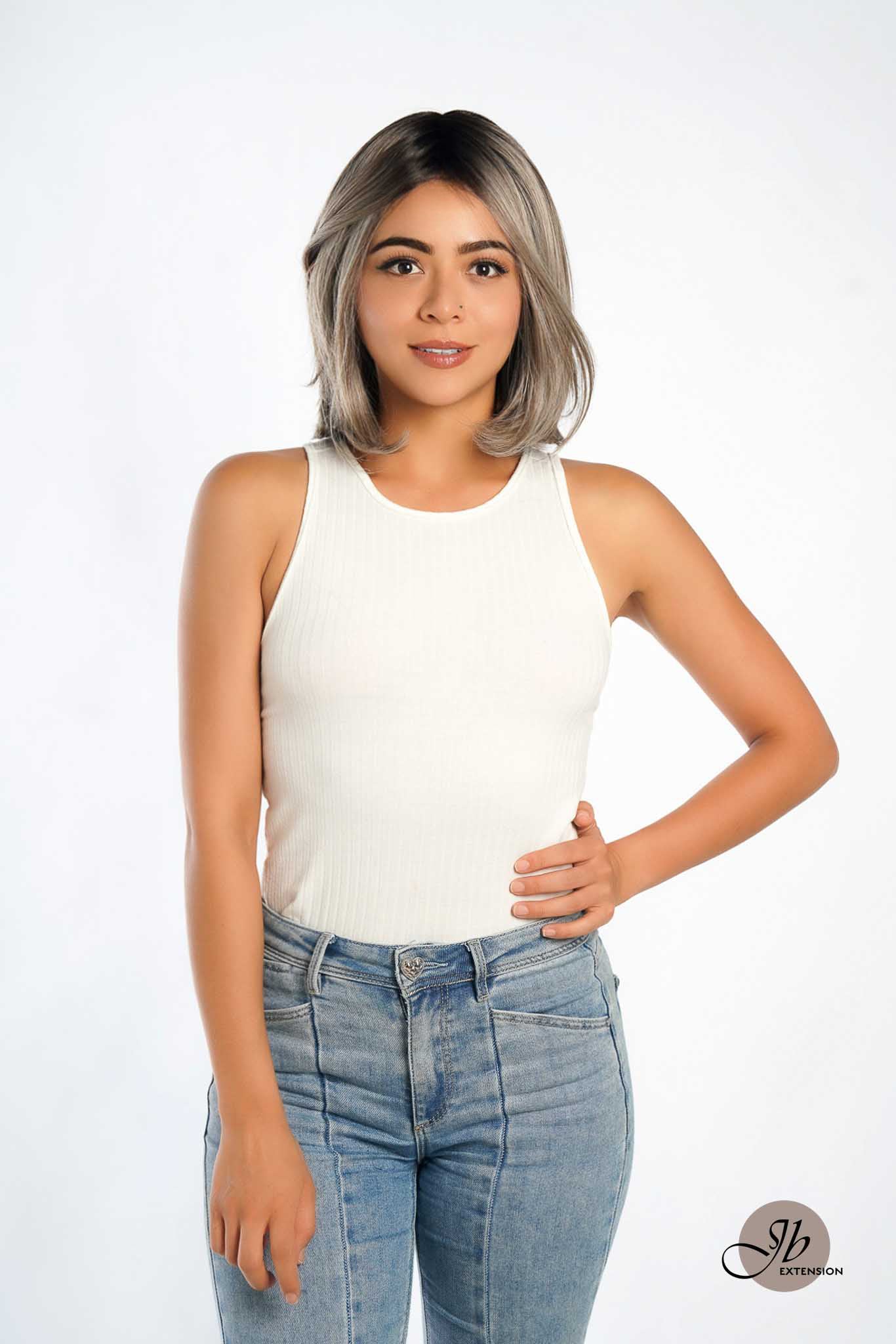 JBEXTENSION VALENTINA MONO Monofilament Handmade Wig 6X5 Full Monofilament Hand Tied Top Wig 12 Inches Ombre Brown Full Mono Lace Wig With Anti-slip Silicone Strips Glueless Wig VALENTINA MONO【BENDY EAR TABS】