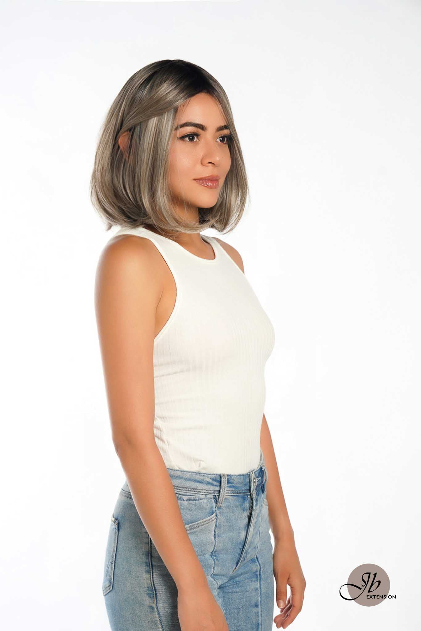 JBEXTENSION VALENTINA MONO Monofilament Handmade Wig 6X5 Full Monofilament Hand Tied Top Wig 12 Inches Ombre Brown Full Mono Lace Wig With Anti-slip Silicone Strips Glueless Wig VALENTINA MONO【BENDY EAR TABS】