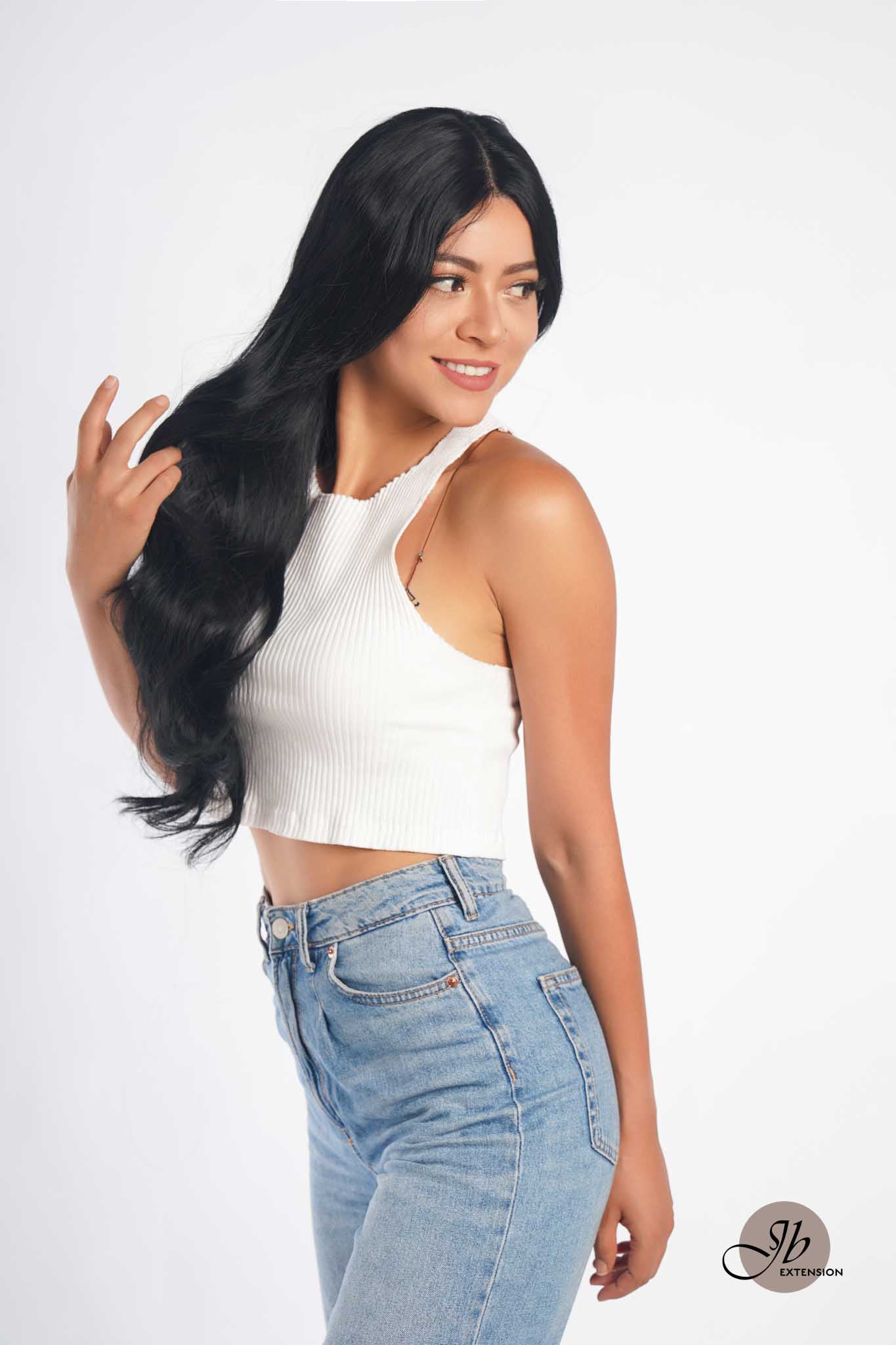 JBEXTENSION 26 Inches Curly Women Jet Black Wig Pre-Cut Frontlace Glueless Wig EMMIE JET BLACK