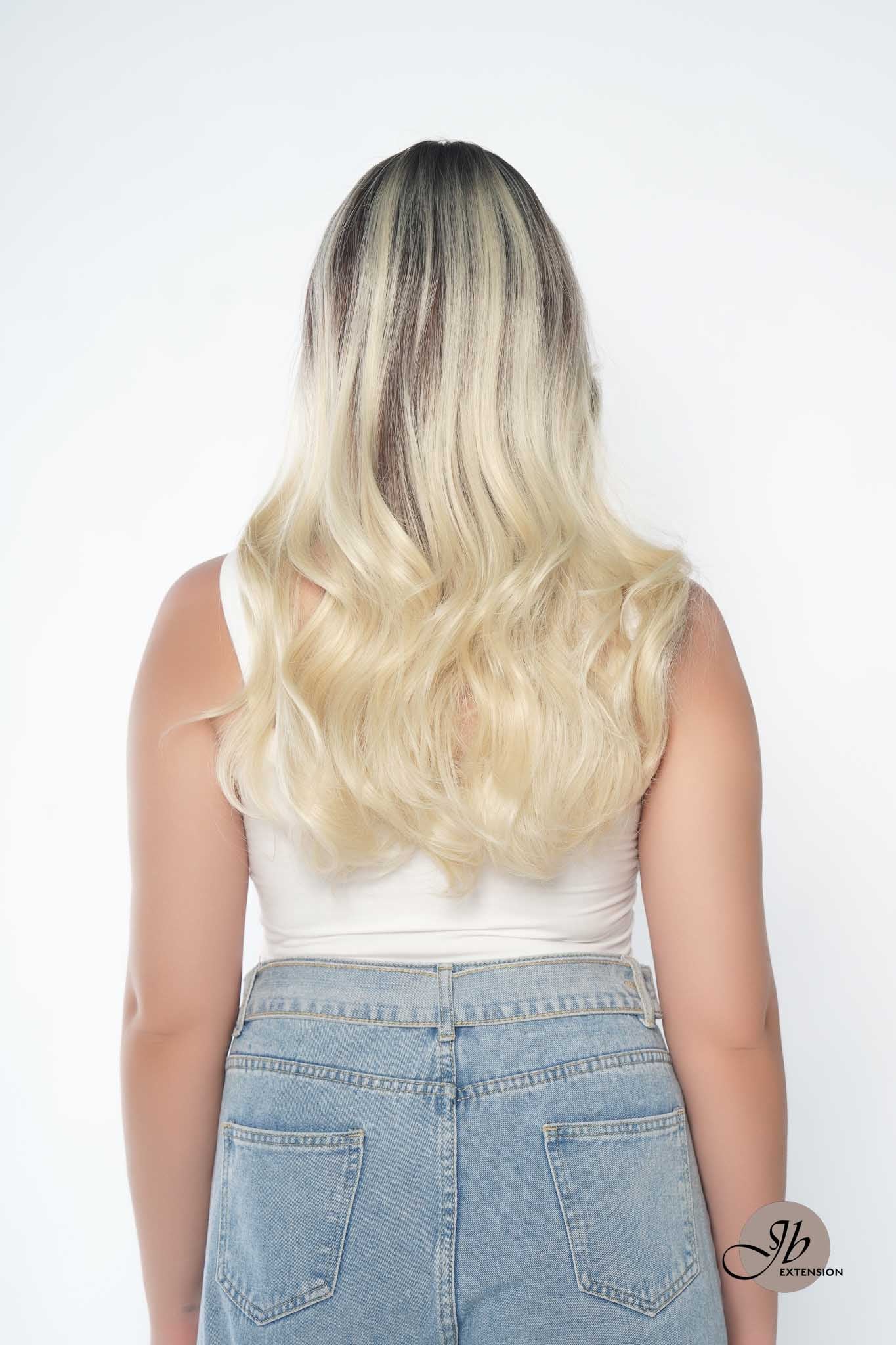 JBEXTENSION 22 Inches Curly Light Blonde Pre-Cut Frontlace Glueless Wig EMMIE S