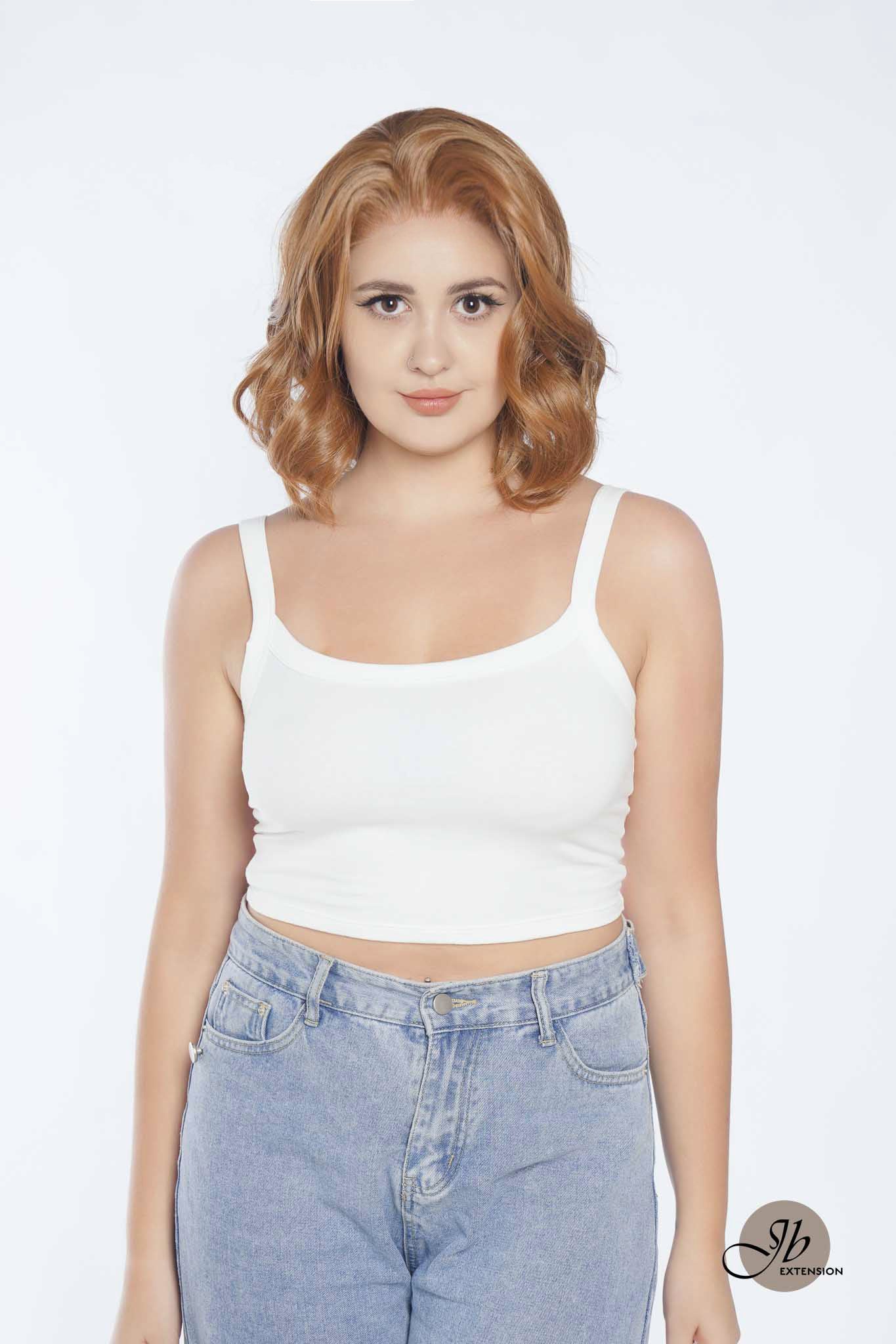 JBEXTENSION 10 Inches Golden Brown Curly Lace Front Wig.Pre Plucked 13*3 HD Transparent Lace Frontal Handmade Futura Fiber Swiss Lace Synthetic Fiber Glueless Wig JADOR GOLDEN BROWN