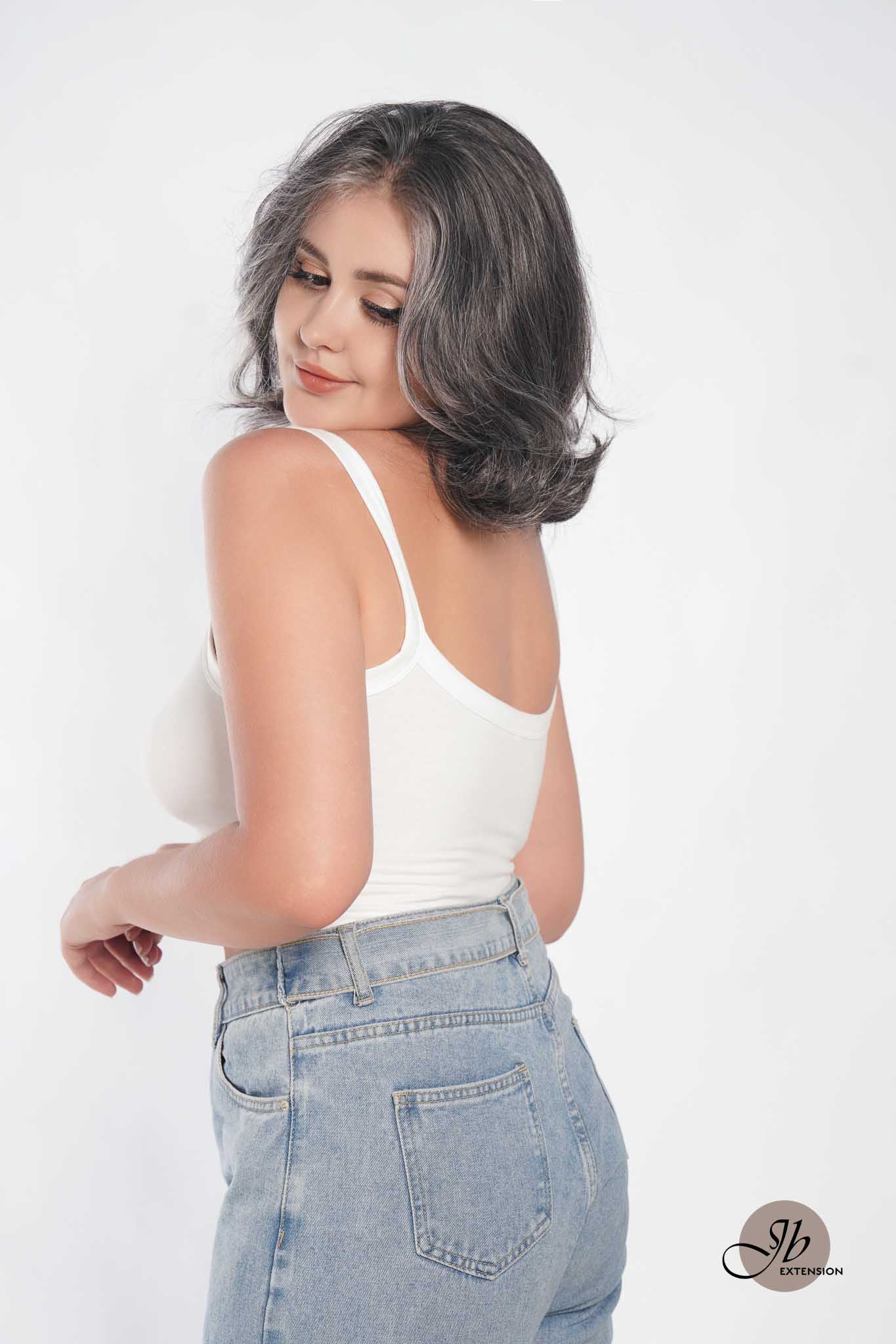 JBEXTENSION 10 Inches Silver Curly Lace Front Wig.Pre Plucked 13*4 HD Transparent Lace Frontal Handmade Futura Fiber Swiss Lace Synthetic Fiber Glueless Wig JADOR SILVER