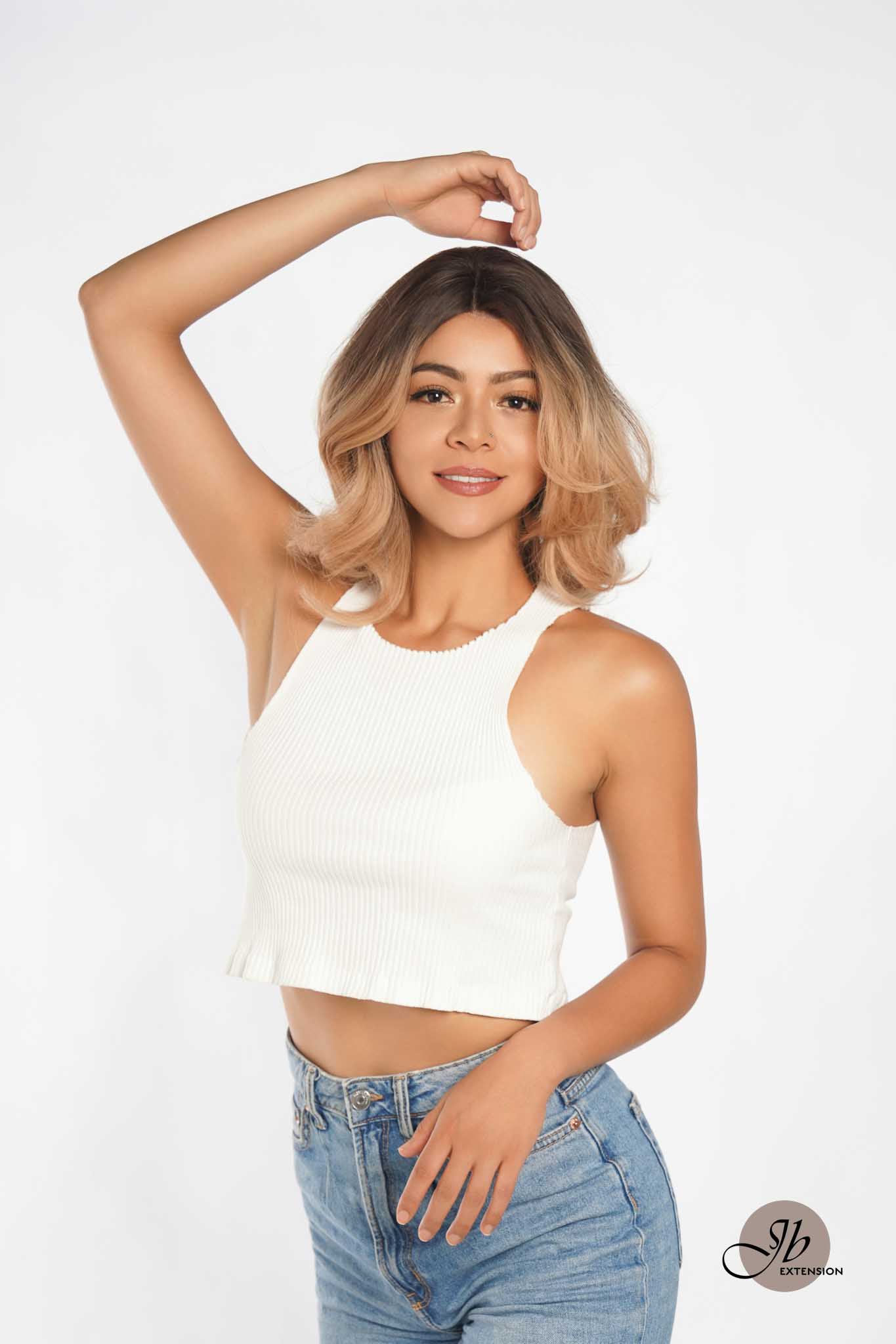 JBEXTENSION 10 Inches Shatush Dark Blonde Curly Lace Front Wig.Pre Plucked 13*4 HD Transparent Lace Frontal Handmade Futura Fiber Swiss Lace Synthetic Fiber Glueless Wig JADOR SHATUSH BLONDE