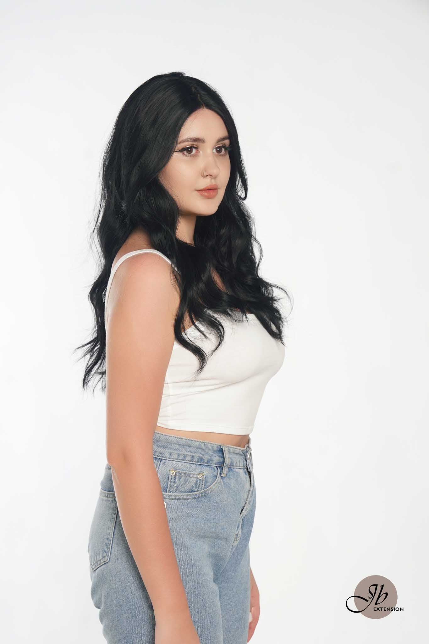 JBEXTENSION 22 Inches Body Wave Jet Black Pre-Cut Frontlace Glueless Wig CLAIRE M BLACK