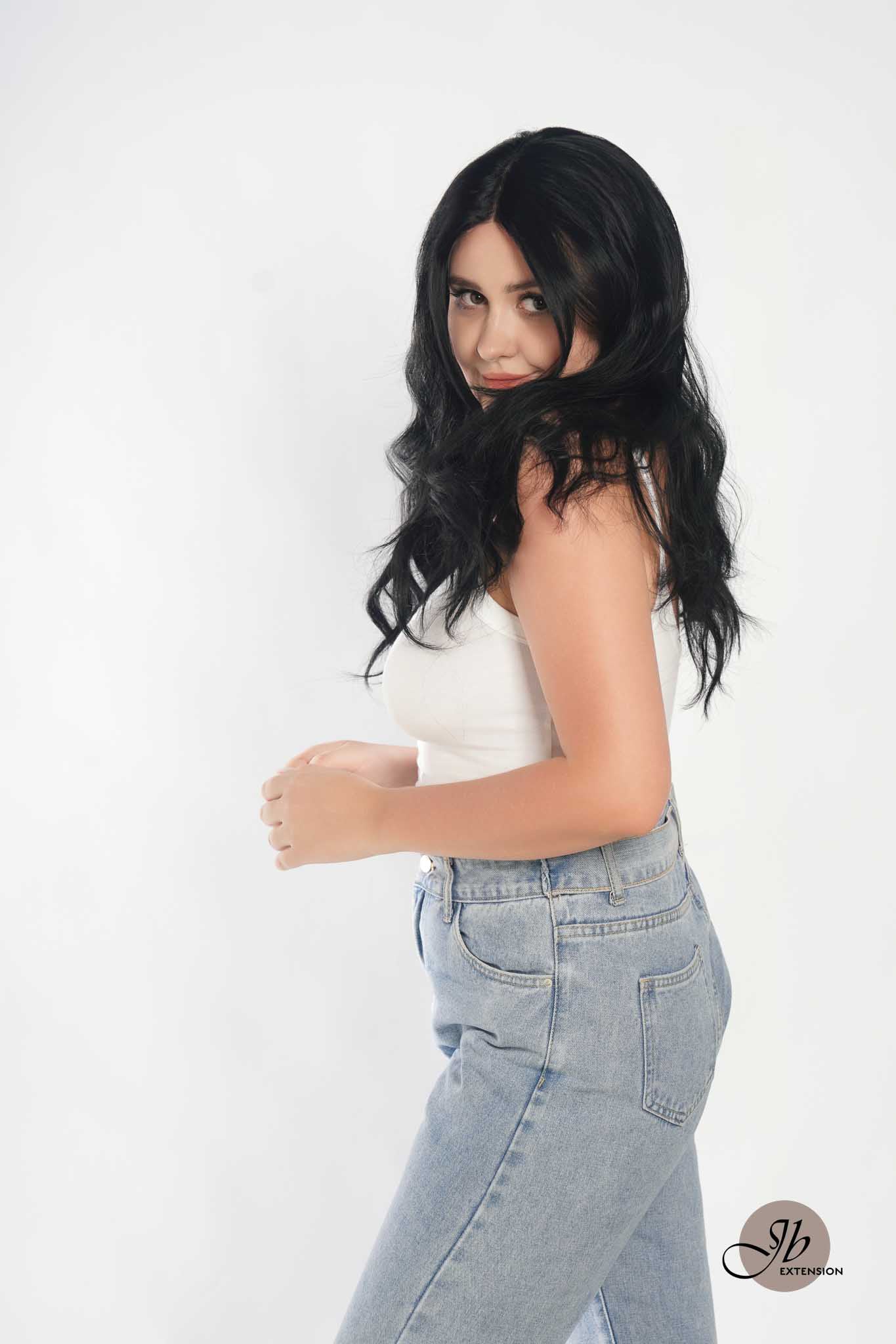 JBEXTENSION 22 Inches Body Wave Jet Black Pre-Cut Frontlace Glueless Wig CLAIRE M BLACK