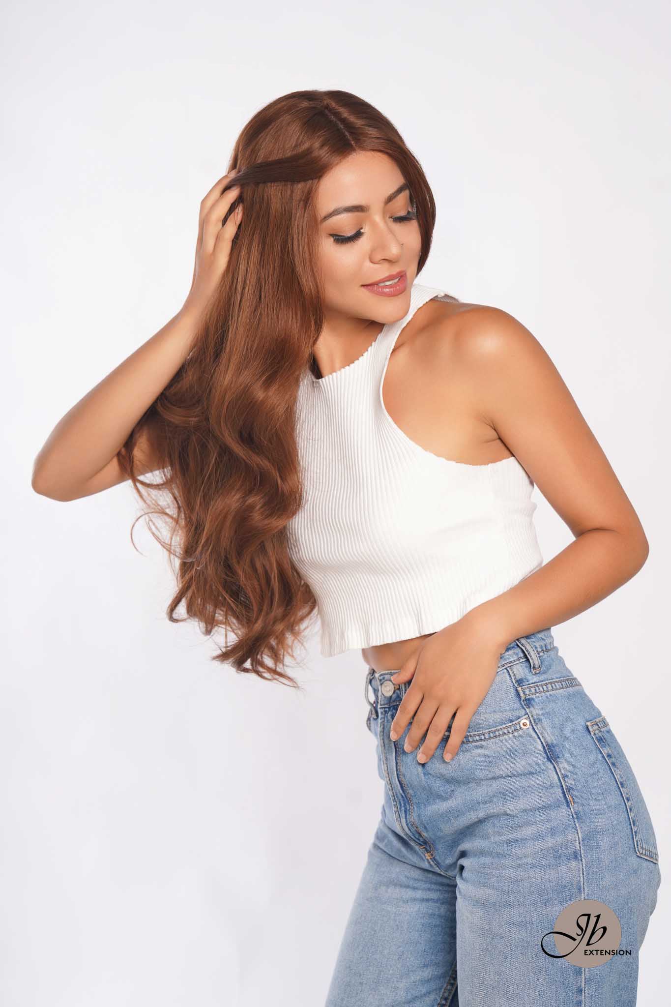 JBEXTENSION 26 Inches Curly Women Mocha Brown Wig Pre-Cut Frontlace Glueless Wig EMMIE MOCHA BROWN