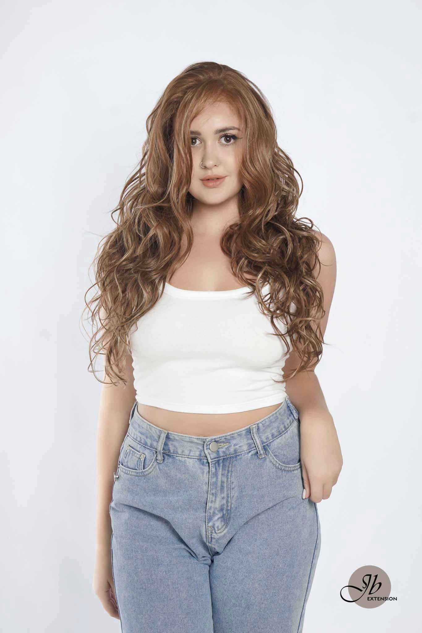 JBEXTENSION 24 Inches Brown With Highlight Wave 13X6 Pre-Cut Free Part Frontlace Glueless Wig OBSESSION