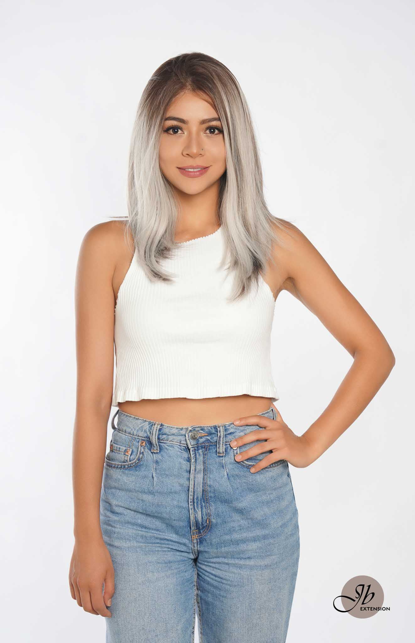 JBEXTENSION 14 Inches Bob Cut Mix Color With Highlight Free Part Pre-Cut Frontlace Glueless Wig GIULIA BOB LATTé (FREE PARTING)