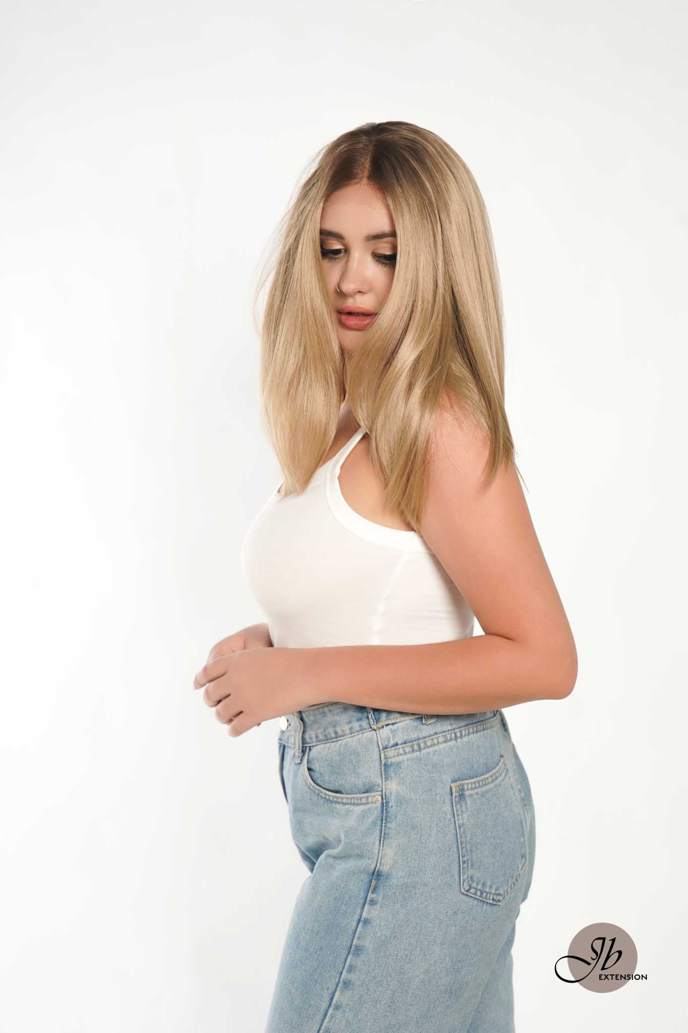 JBEXTENSION 14 Inches Bob Cut Balayage Blonde With Dark Root Frontlace Glueless Wig GIULIA BOB (FREE PARTING)