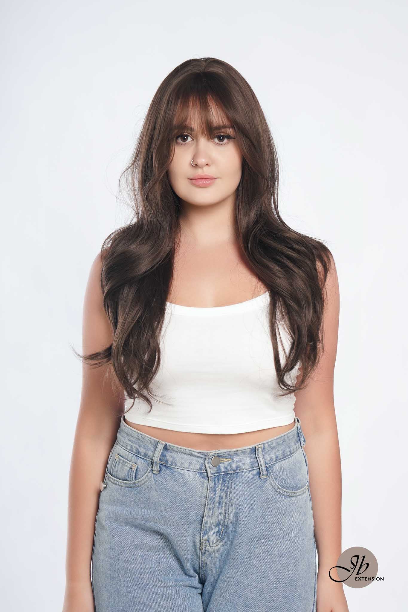 JBEXTENSION 26 Inches Scalpiana Cold Brown Curly 3.5X4 Hard Silky Top Natural Scalp Effect Wig LILLIAN COLD BROWN