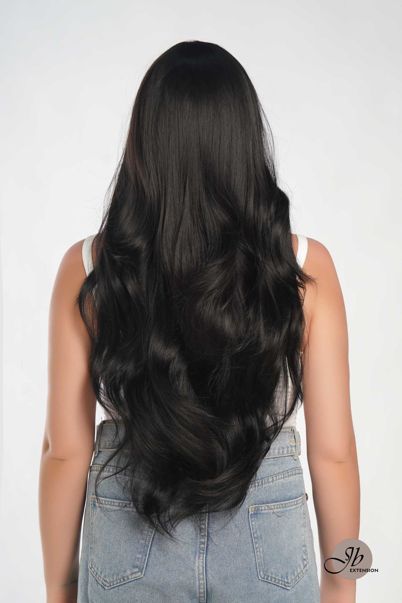 JBEXTENSION 30 Inches Long Natural Black Wig With Bangs YUMI NATURAL BLACK