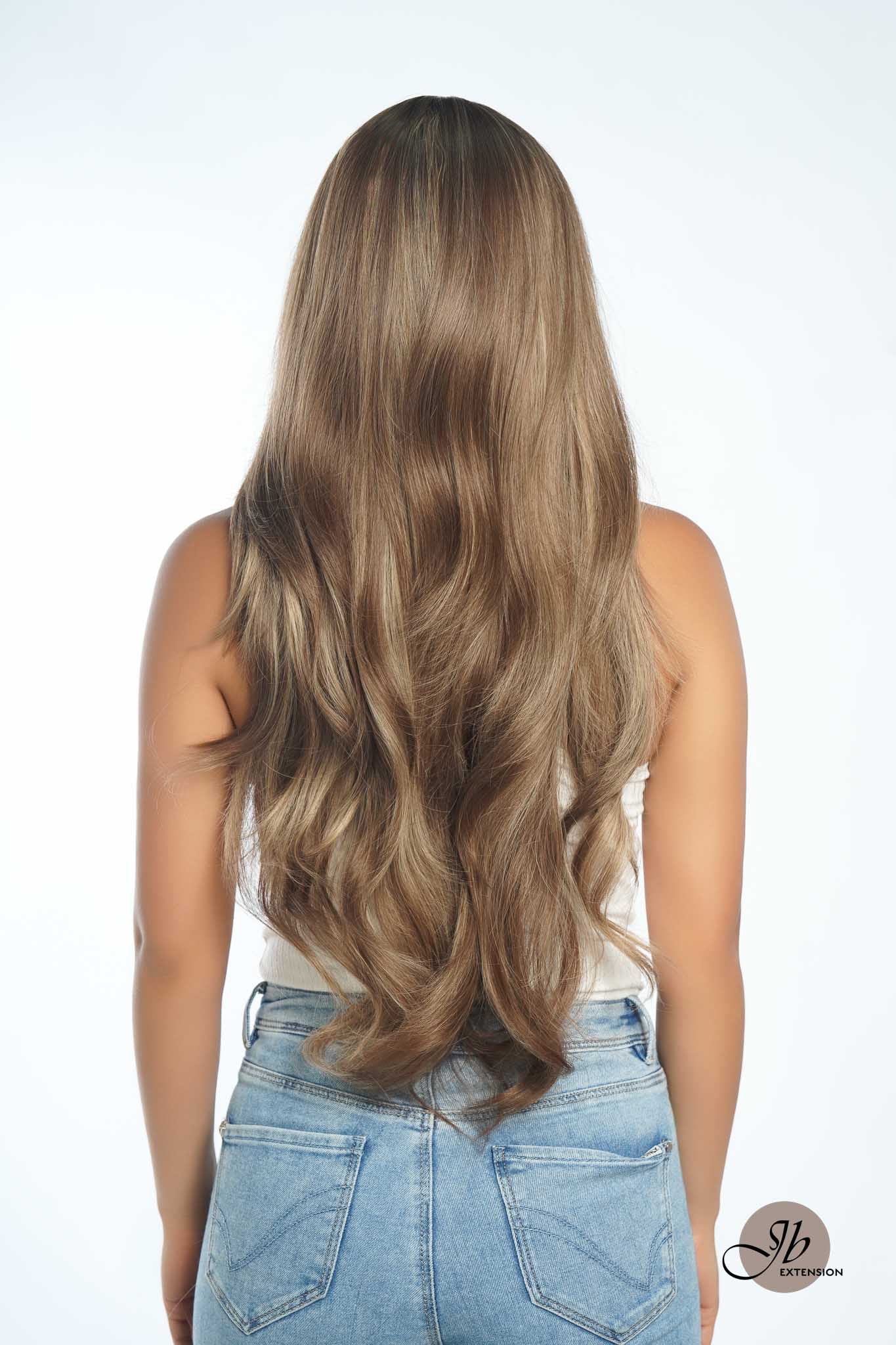 JBEXTENSION 30 Inches Long Light Brown With Highlight Wig With Bangs YUMI