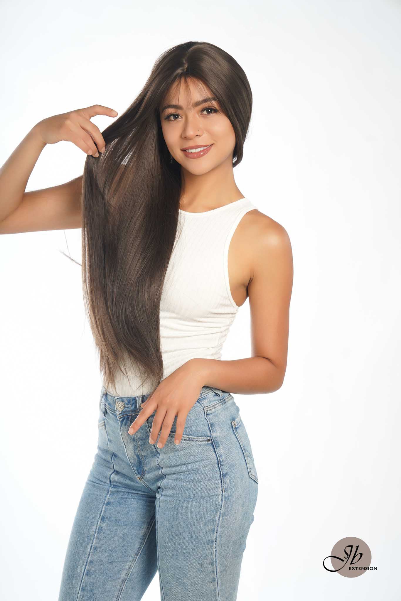 JBEXTENSION Mini G5 28 Inches Long Cold Brown Straight Wig With Bangs HILDA