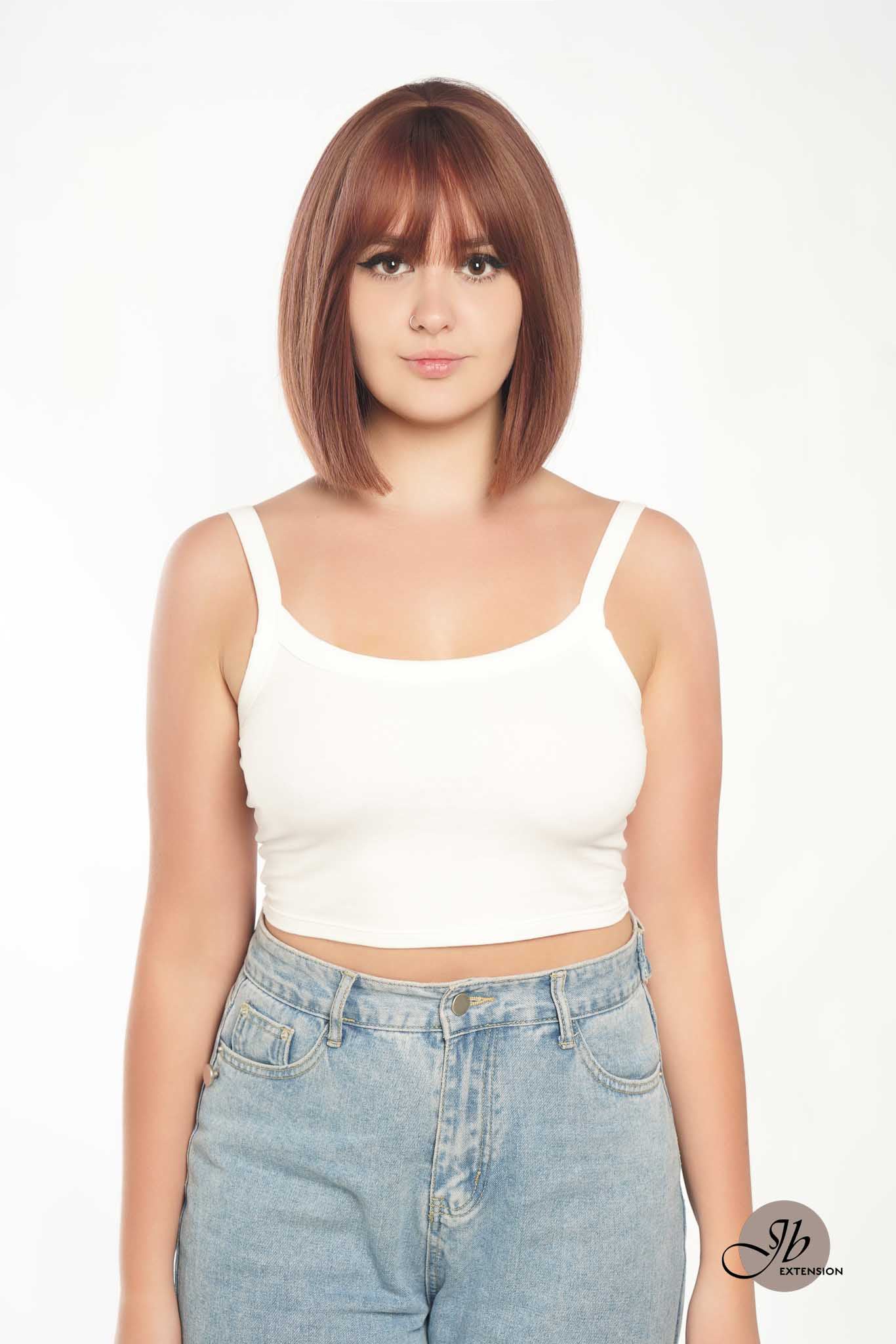 JBEXTENSION 12 Inches Bob Cut Mix Dark Pink Straight Short Wig SHAIRA S