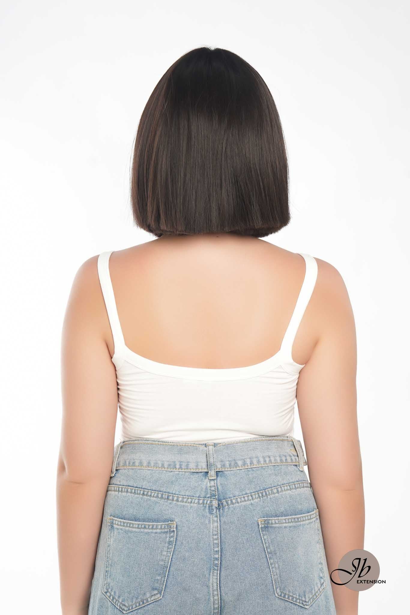 JBEXTENSION 10 Inches Bob Cut Soft Black Straight Pre-Cut Frontlace Glueless Wig PAULINA