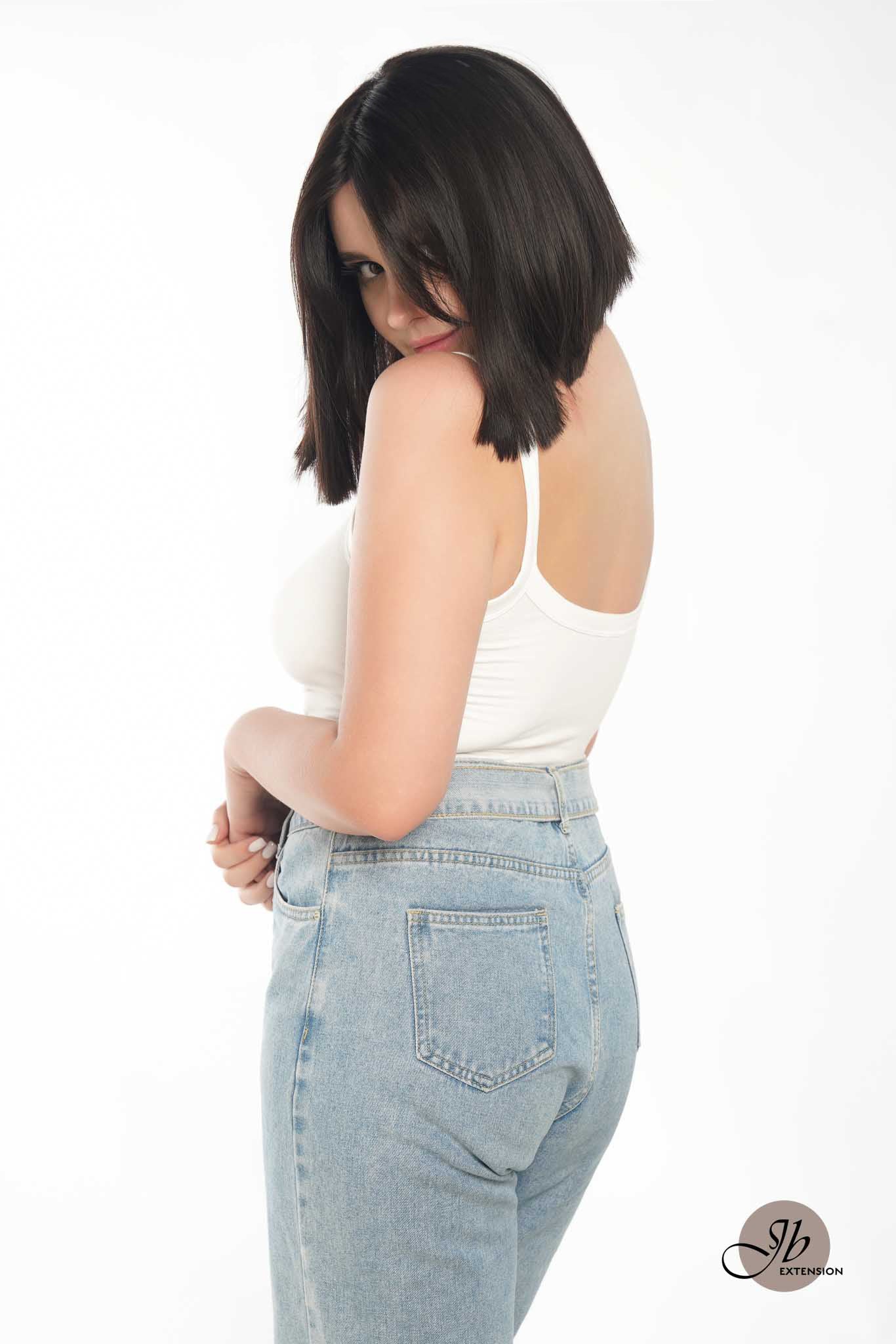 JBEXTENSION 10 Inches Bob Cut Soft Black Straight Pre-Cut Frontlace Glueless Wig PAULINA