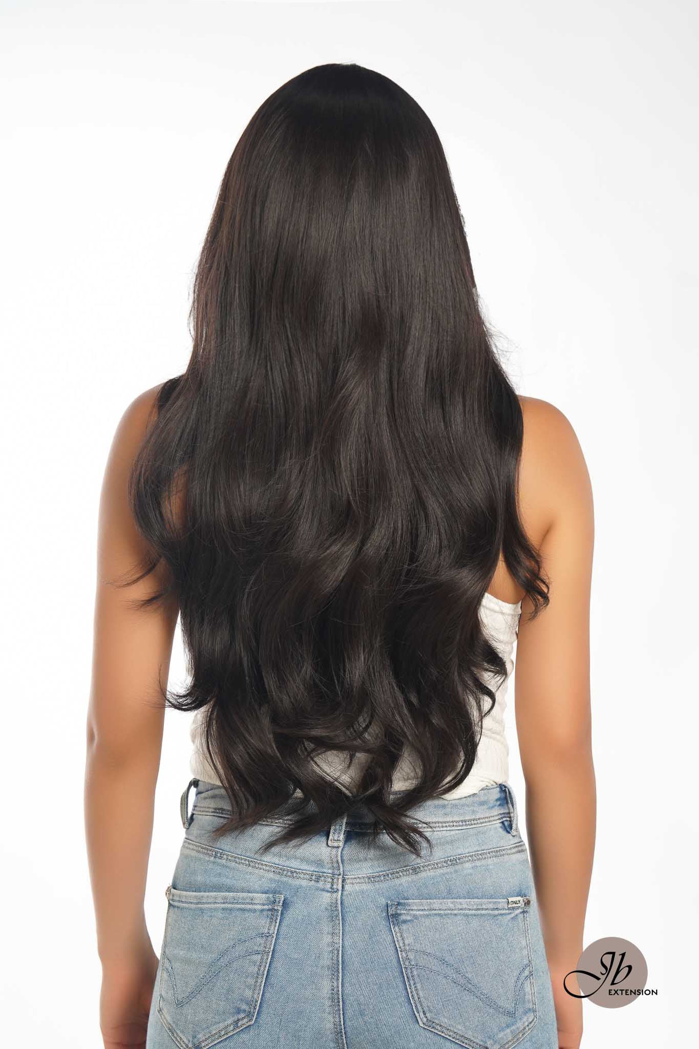 JBEXTENSION 26 Inches Long Curly Tea Black Darkest Brown Color Wig JUDY DARKEST BROWN