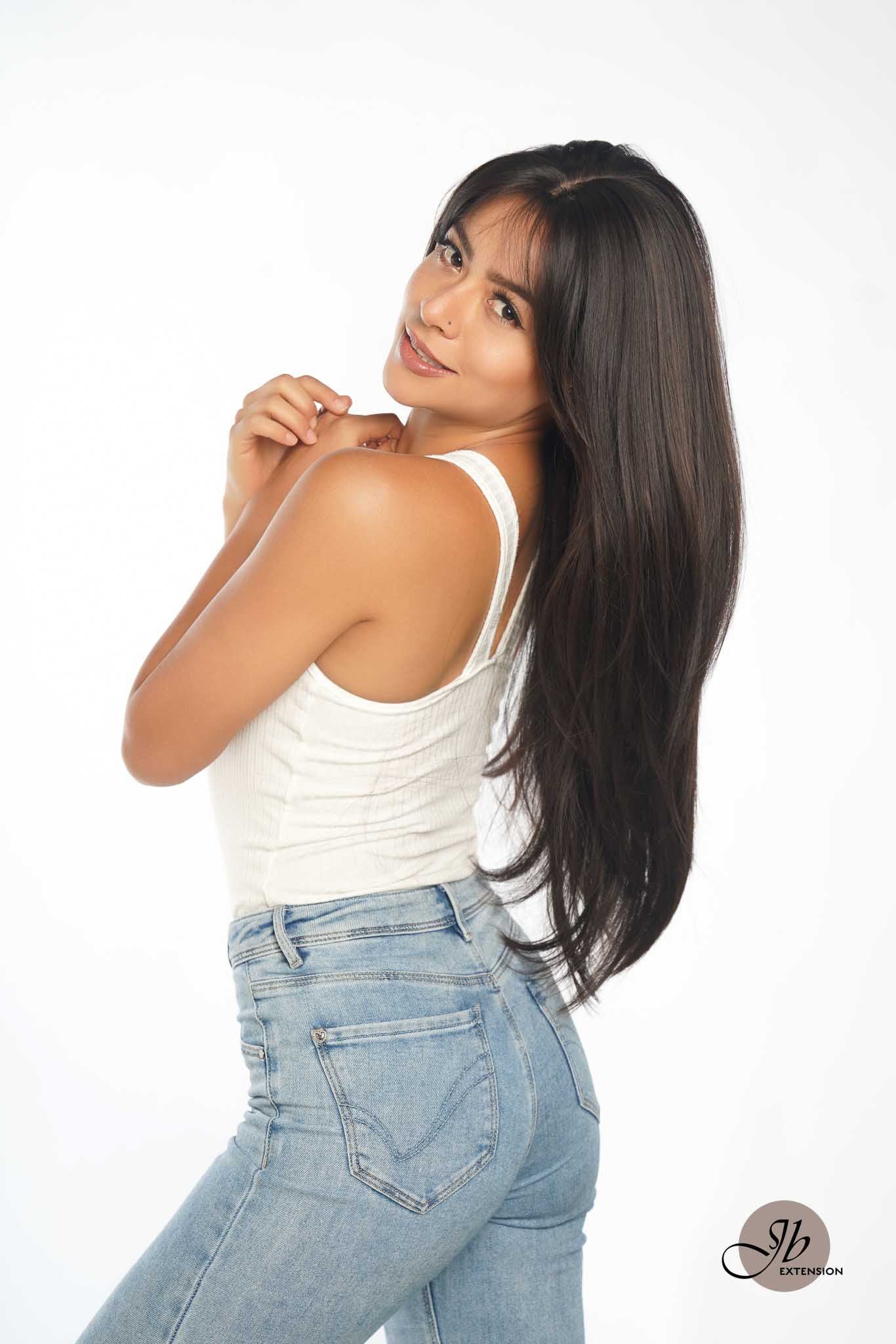 Nichole's Selection - 26 Inches Scalpiana Tea Black Darkest Brown Wolf Cut 3.5X4 Hard Silky Top Natural Scalp Effect Wig With Bangs ELLIE SILK TOP