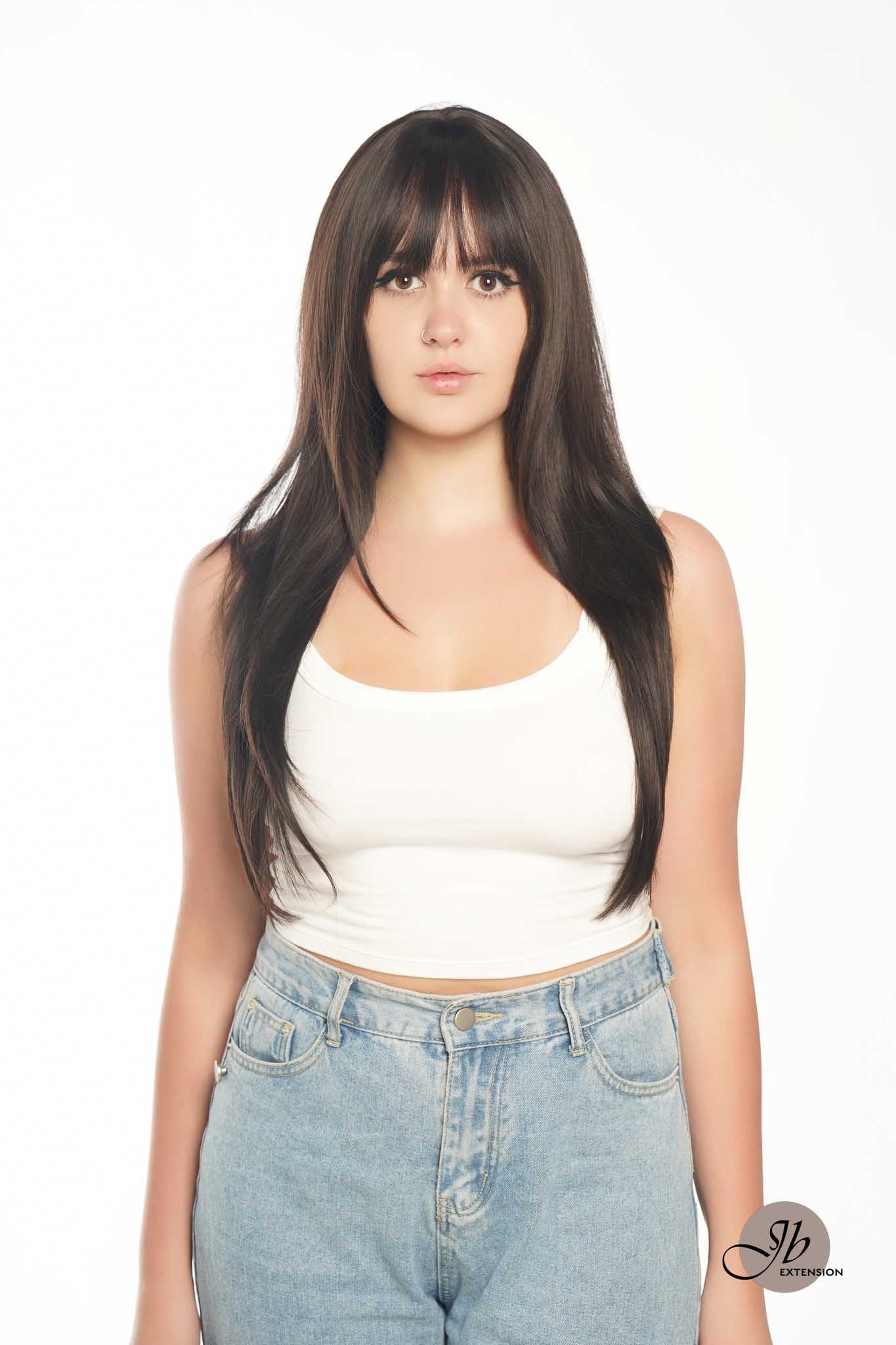 JBEXTENSION 26 inches Tea Black Darkest Brown Long Layered Wig LAURIE