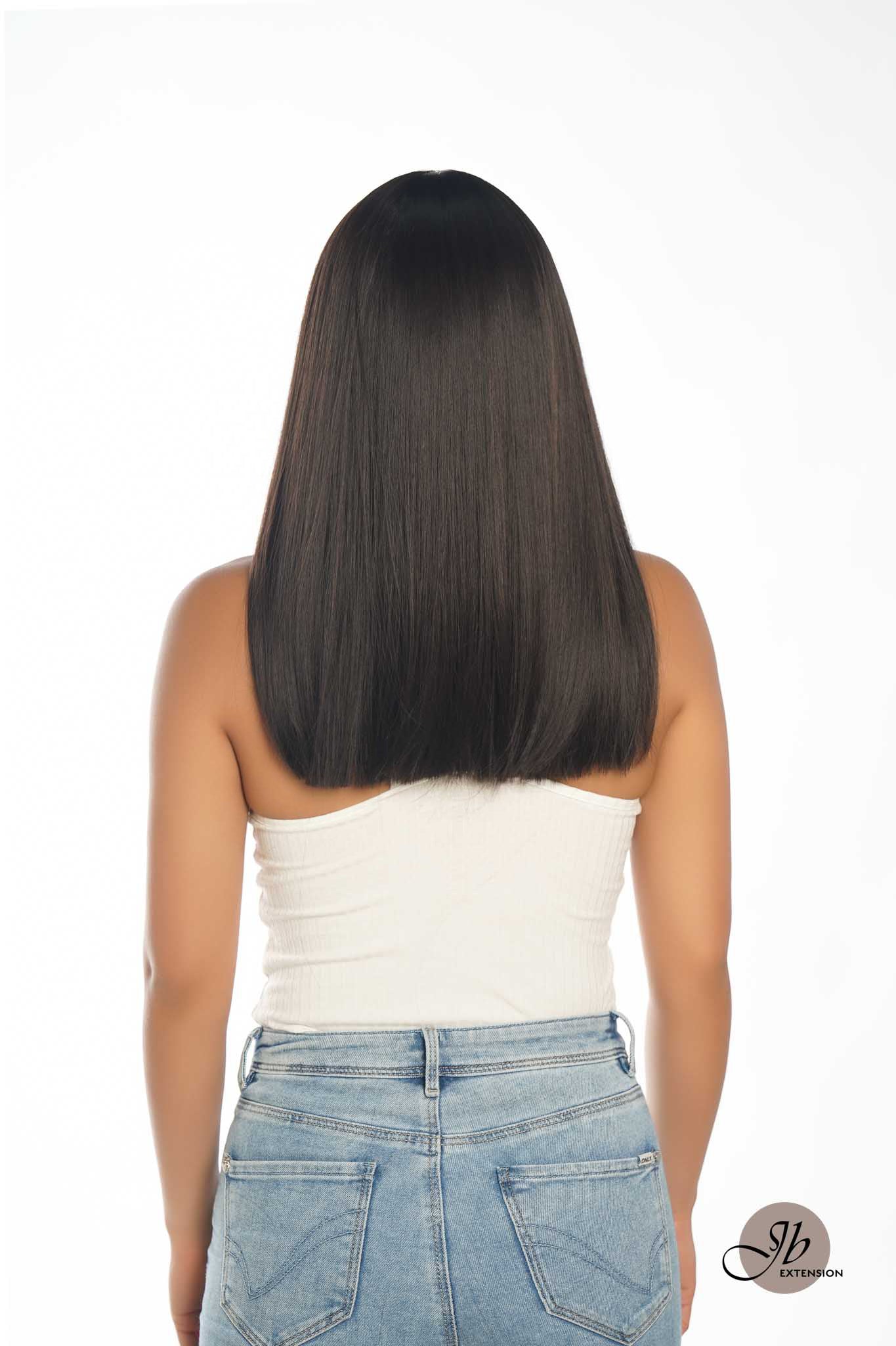 JBEXTENSION 17 Inches Tea Black Darkest Brown Straight Wig CHRISTINE