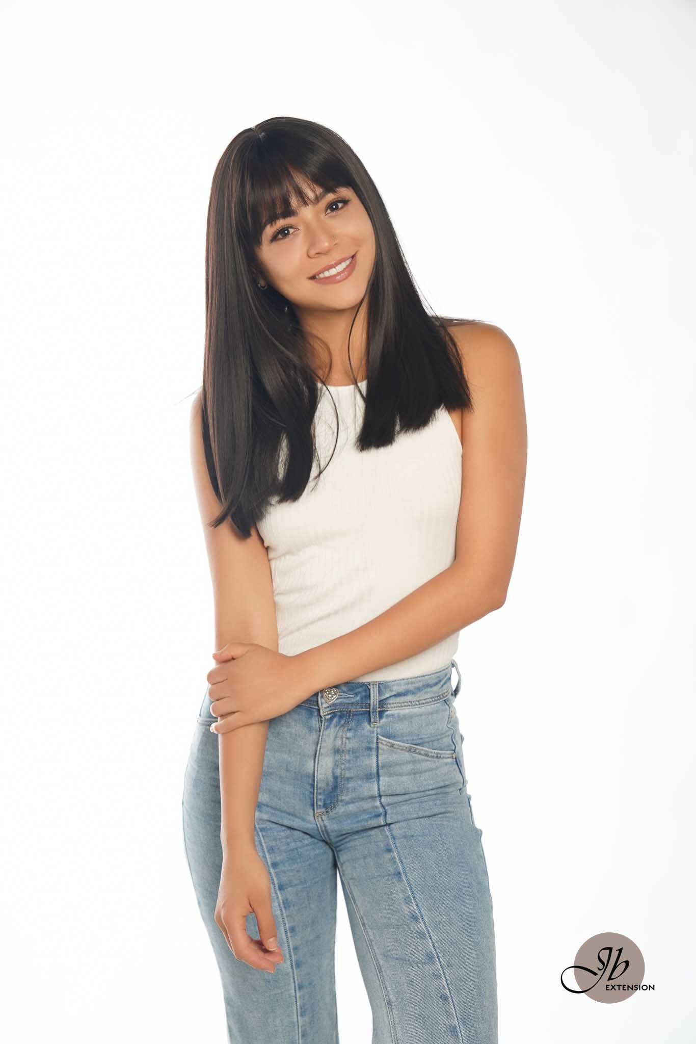 JBEXTENSION 17 Inches Tea Black Darkest Brown Straight Wig CHRISTINE