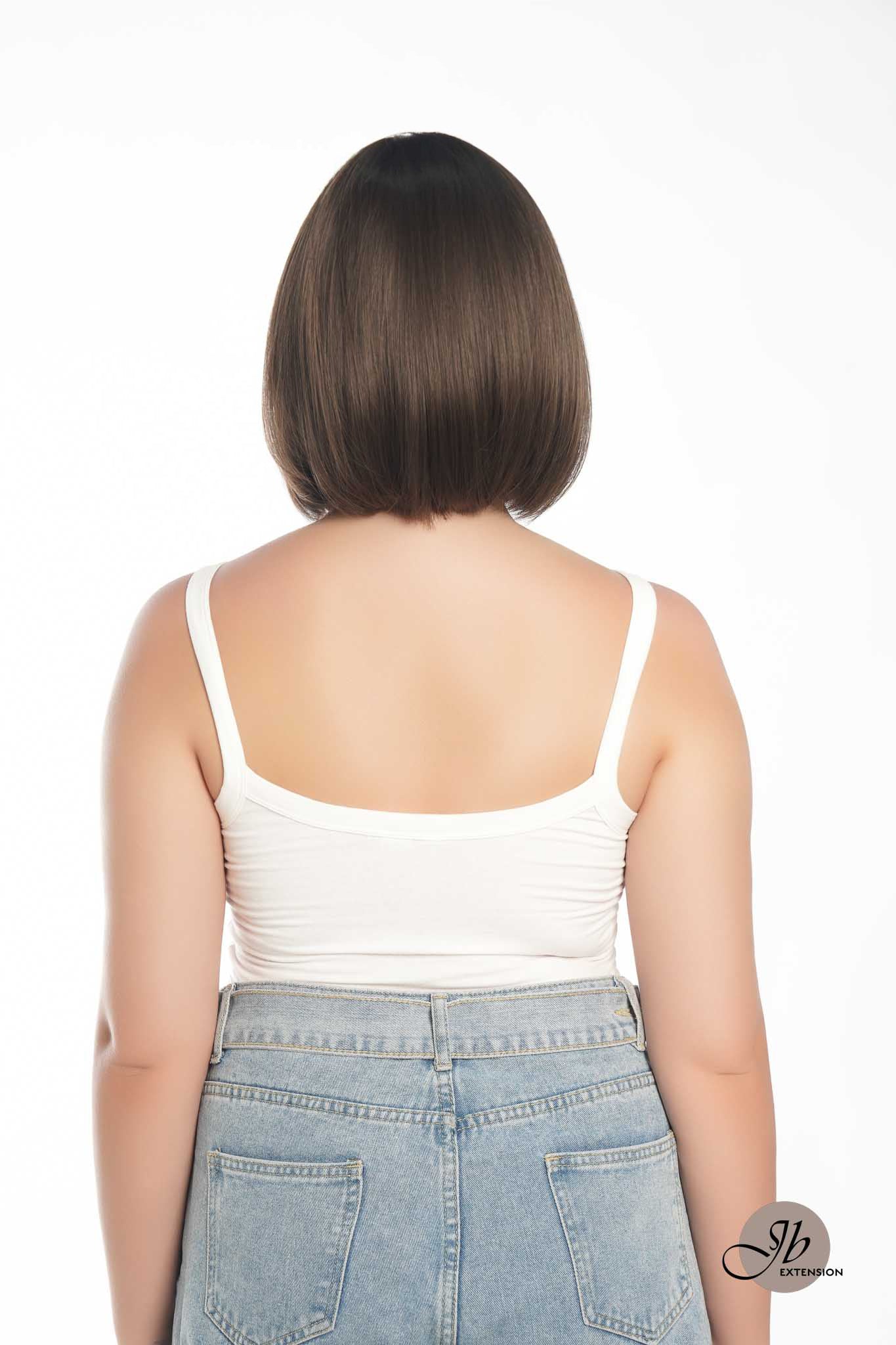 JBEXTENSION 10 Inches Bob Cut Nature Brown Wig With Bangs JOAN