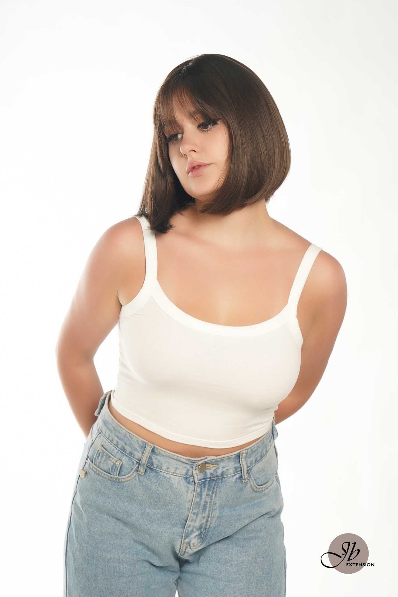 JBEXTENSION 10 Inches Bob Cut Nature Brown Wig With Bangs JOAN