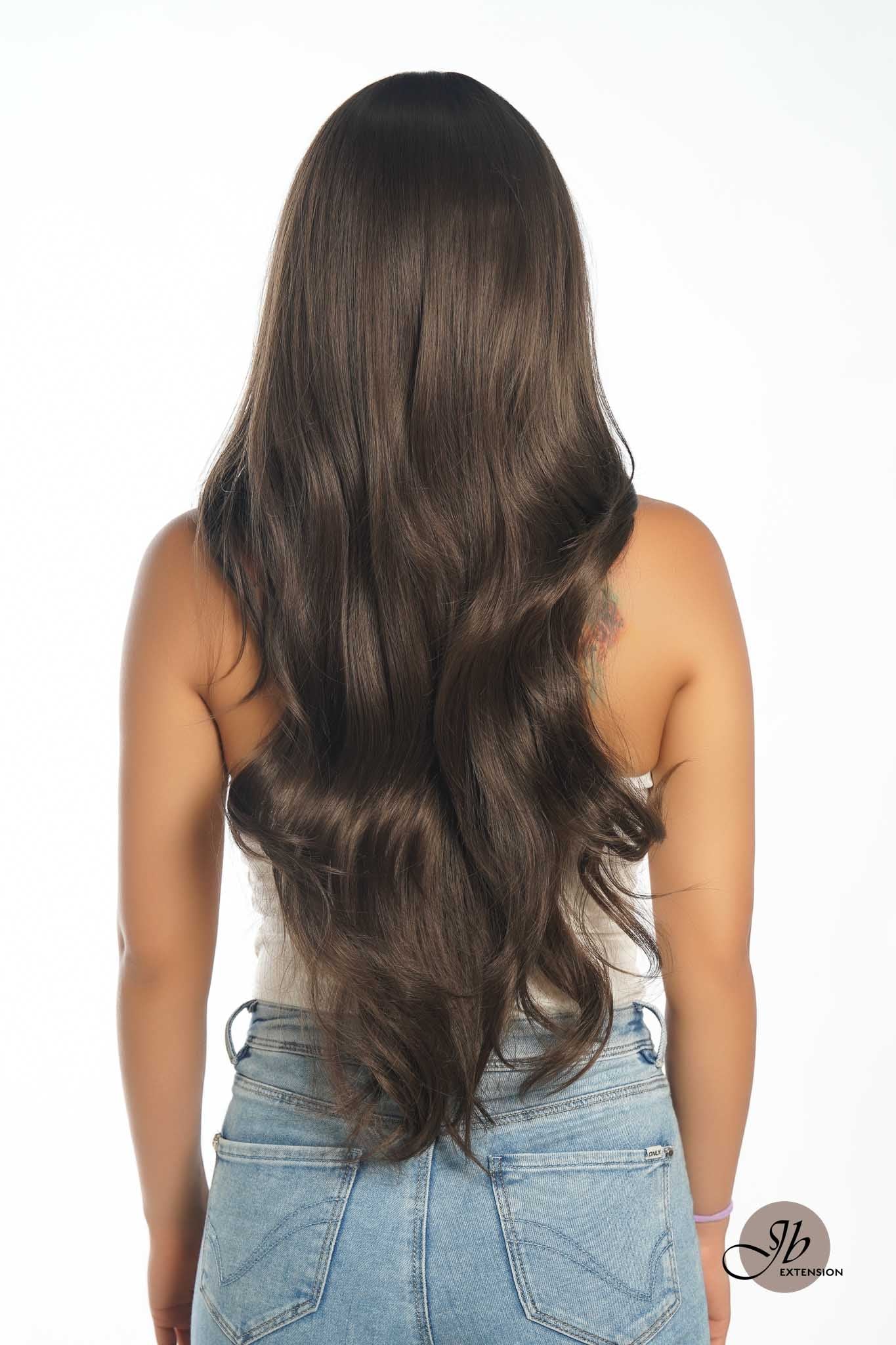 JBEXTENSION 30 Inches Long Cold Brown Wig With Bangs YUMI BROWN