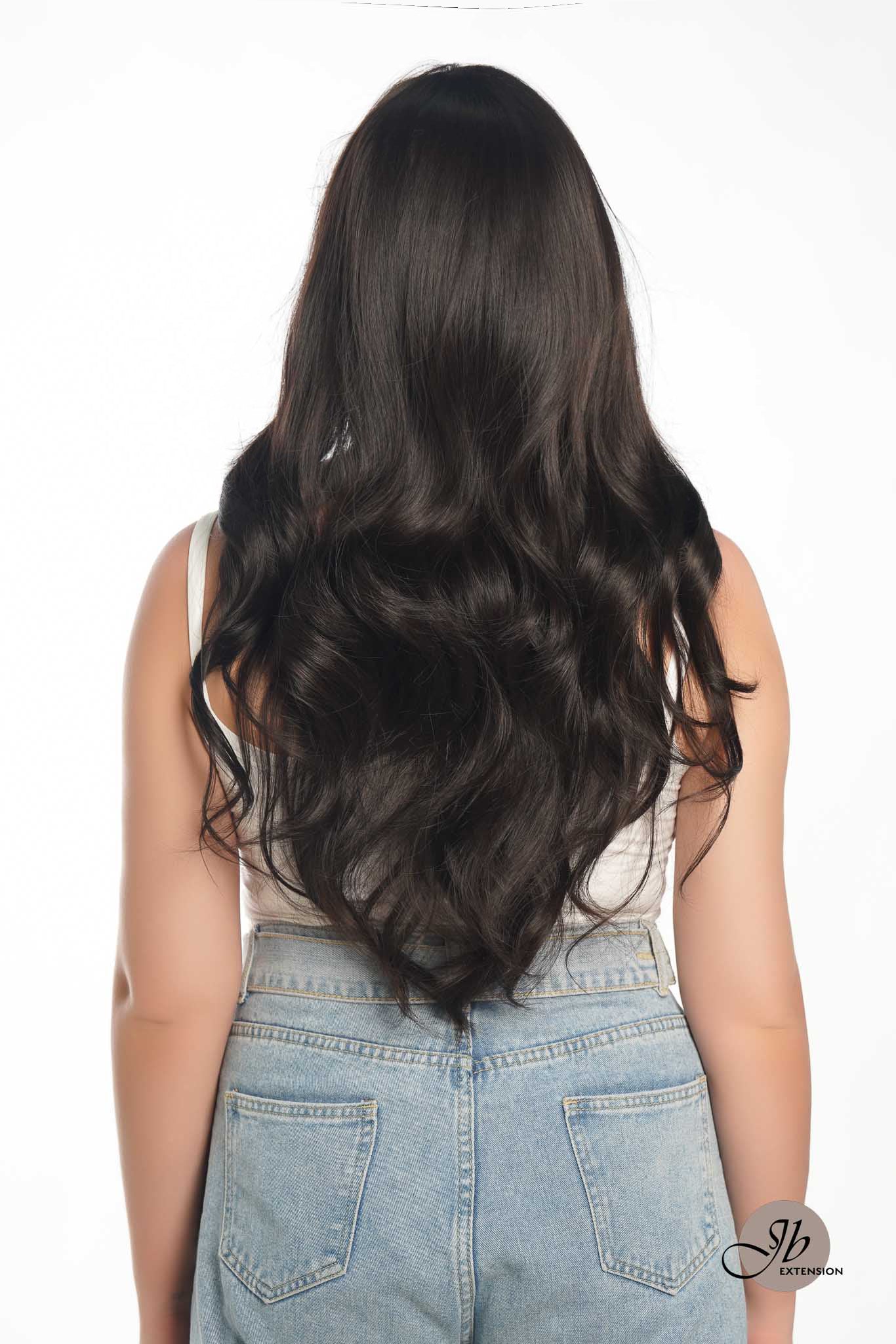 JBEXTENSION 25 Inches Soft Black Curly Wig With Full Bangs KRISTINA